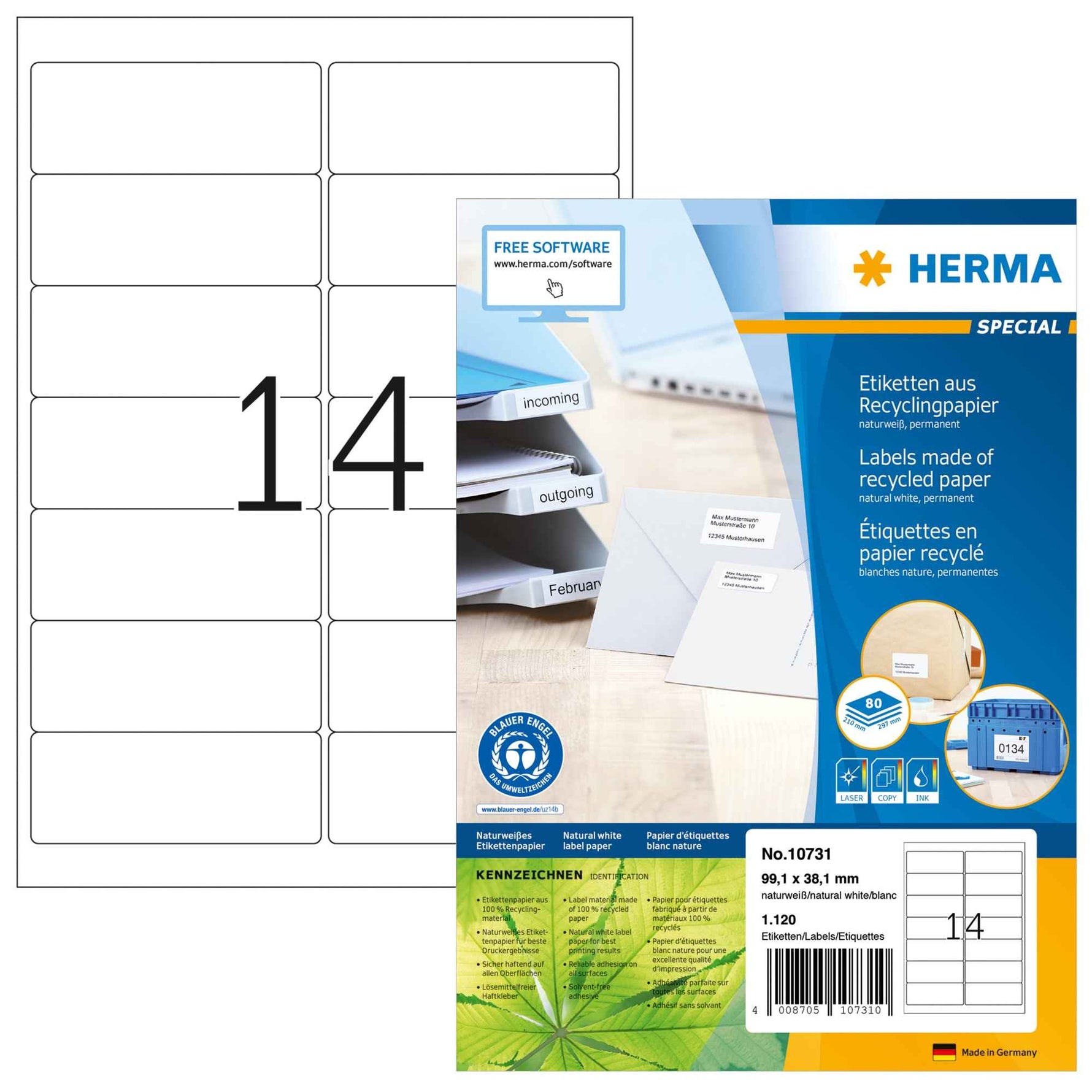 HERMA Universaletikett Recycling 99,1 x 38,1 mm (B x H)