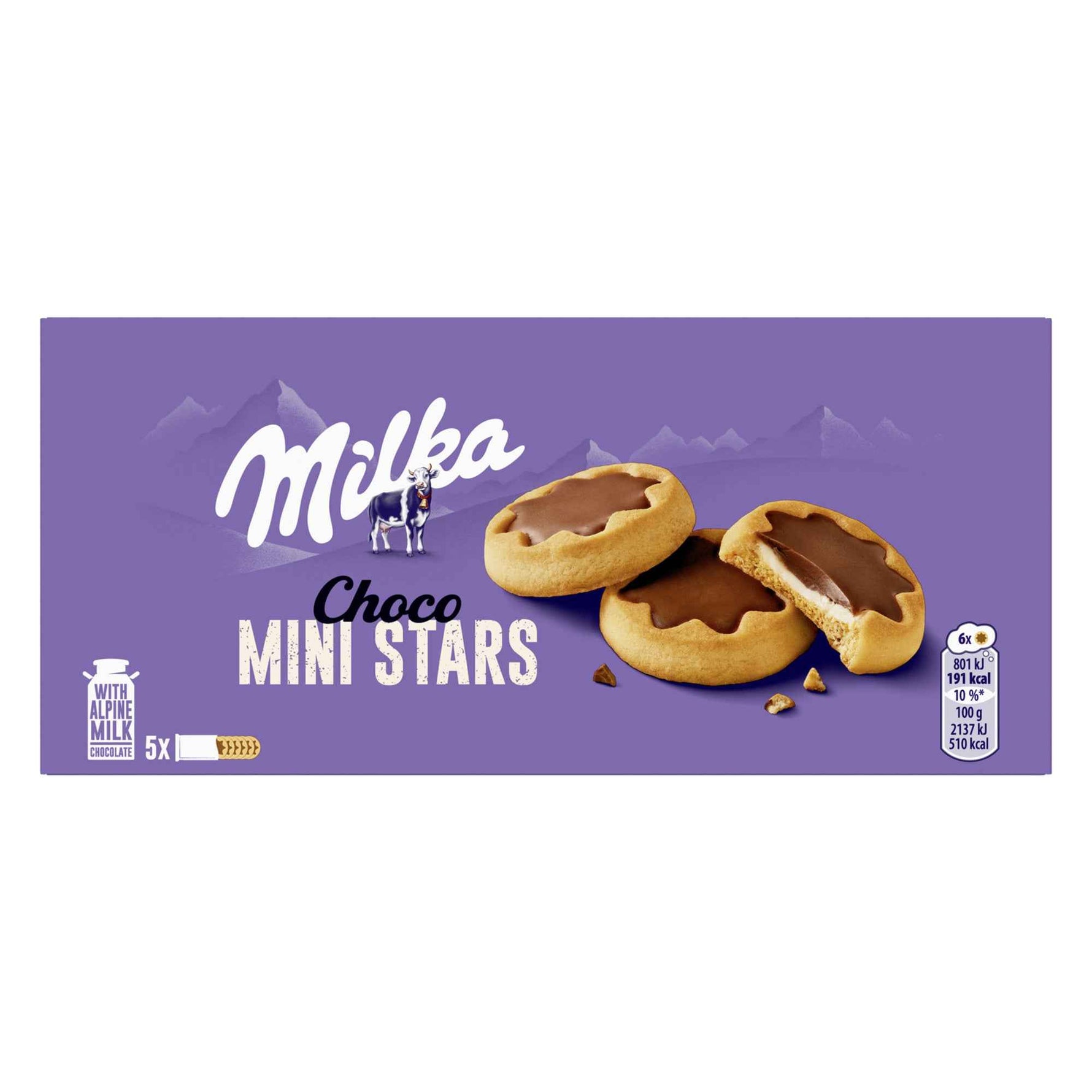 Milka Gebäck Choco Mini Stars 5 x 37 g/Pack.