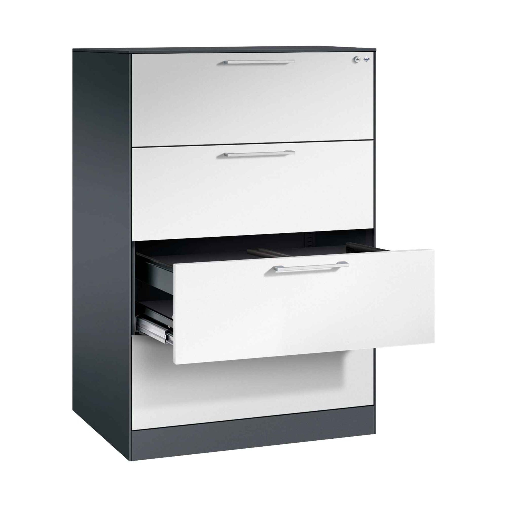 C+P Hängeregistraturschrank Asisto 800 x 1.298 x 600 mm (B x H x T) lichtgrau schwarzgrau