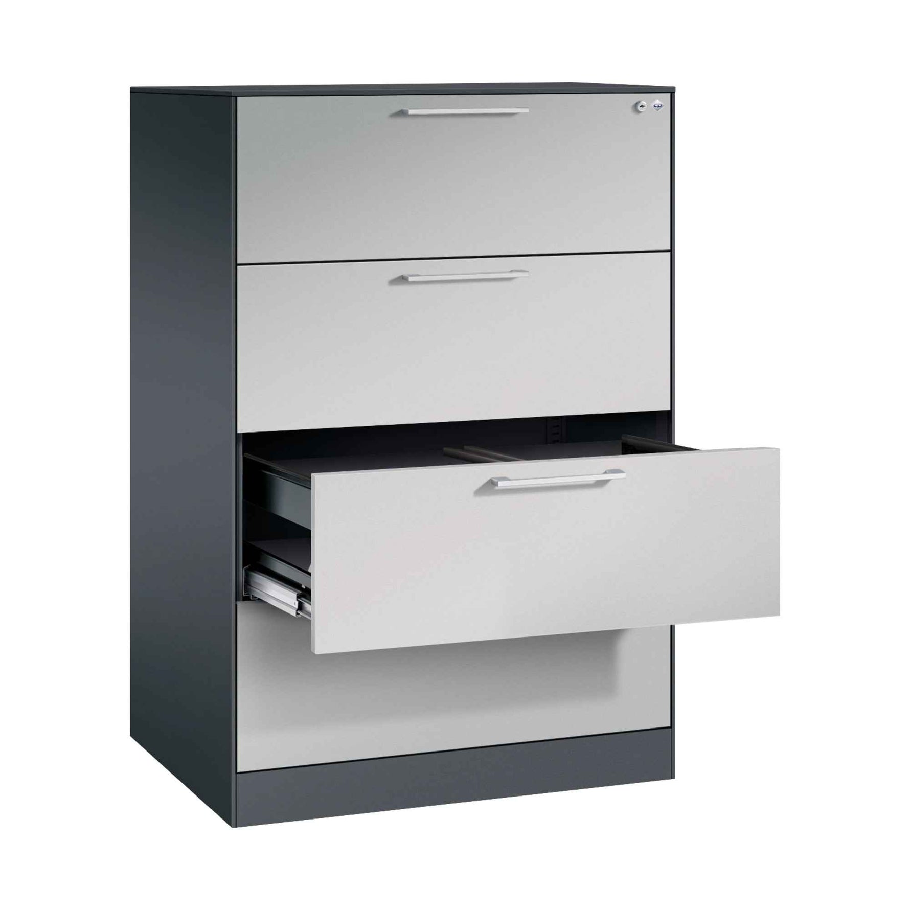 C+P Hängeregistraturschrank Asisto 800 x 1.298 x 600 mm (B x H x T) weißaluminium schwarzgrau