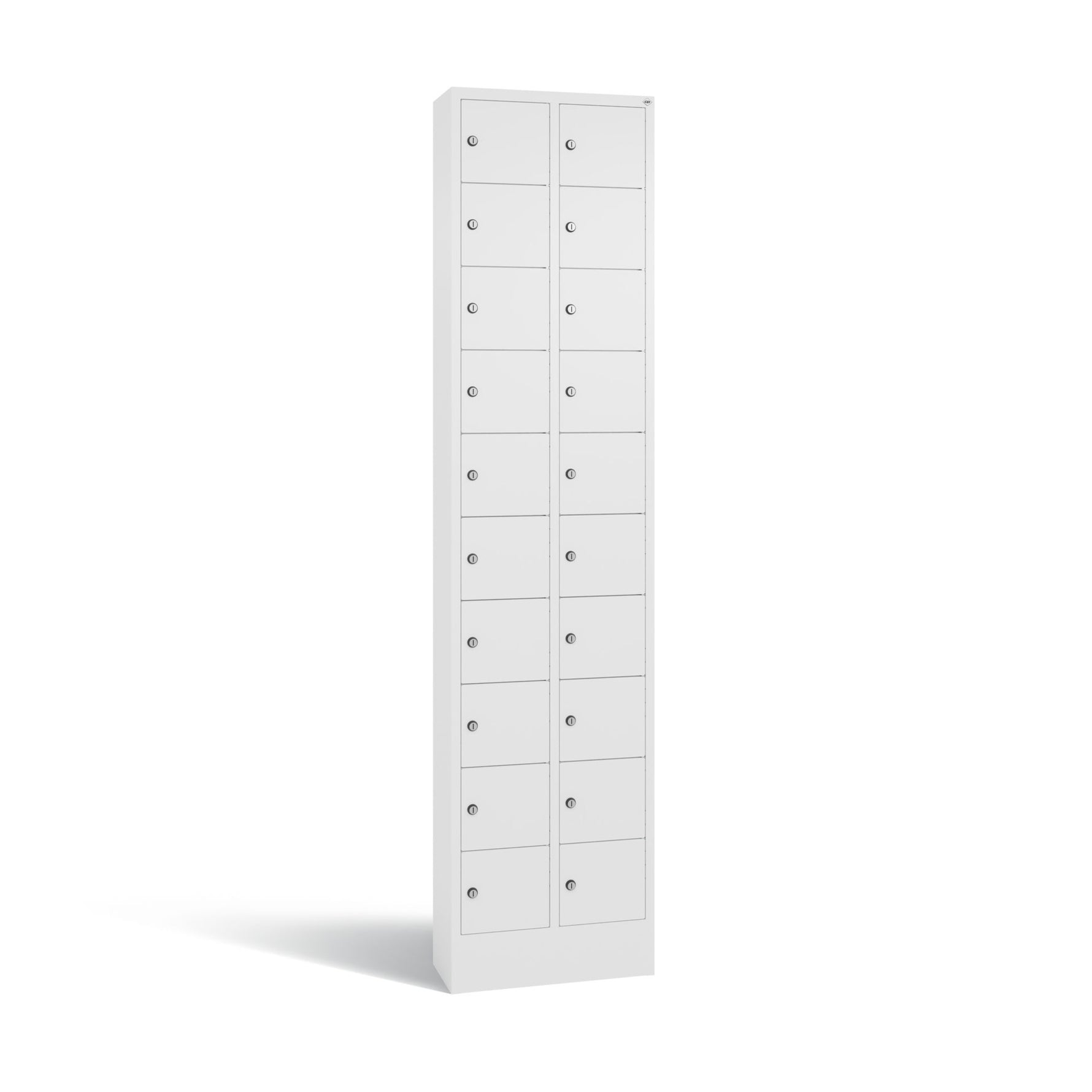 C+P Schließfachschrank Intro mit Sockel 20 Fächer verkehrsweiß