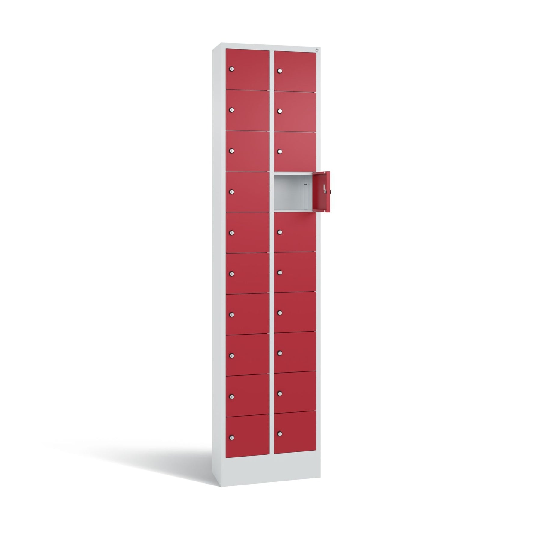 C+P Schließfachschrank Intro mit Sockel 20 Fächer lichtgrau – Produktbild 2