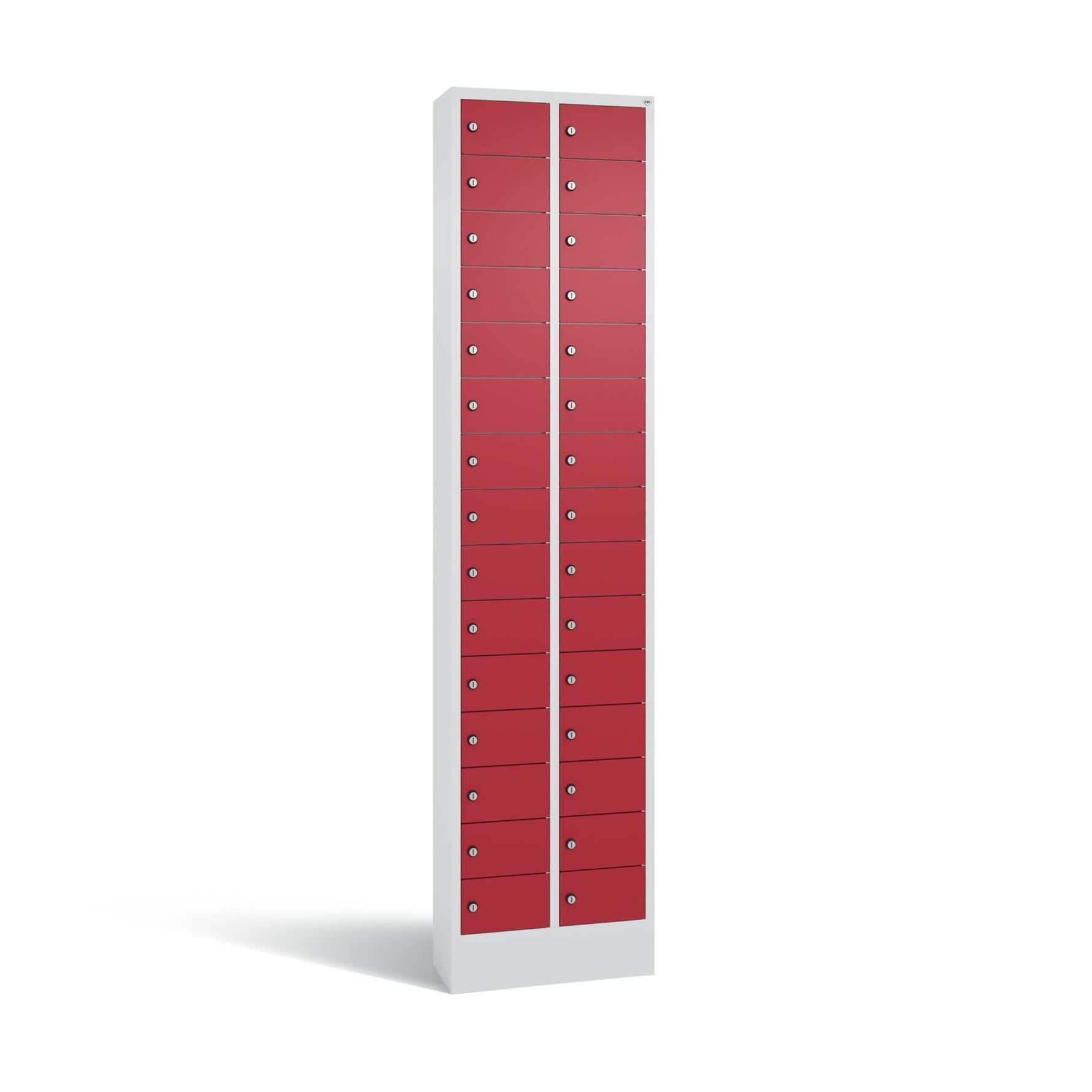 C+P Schließfachschrank Intro mit Sockel 30 Fächer lichtgrau – Produktbild 2