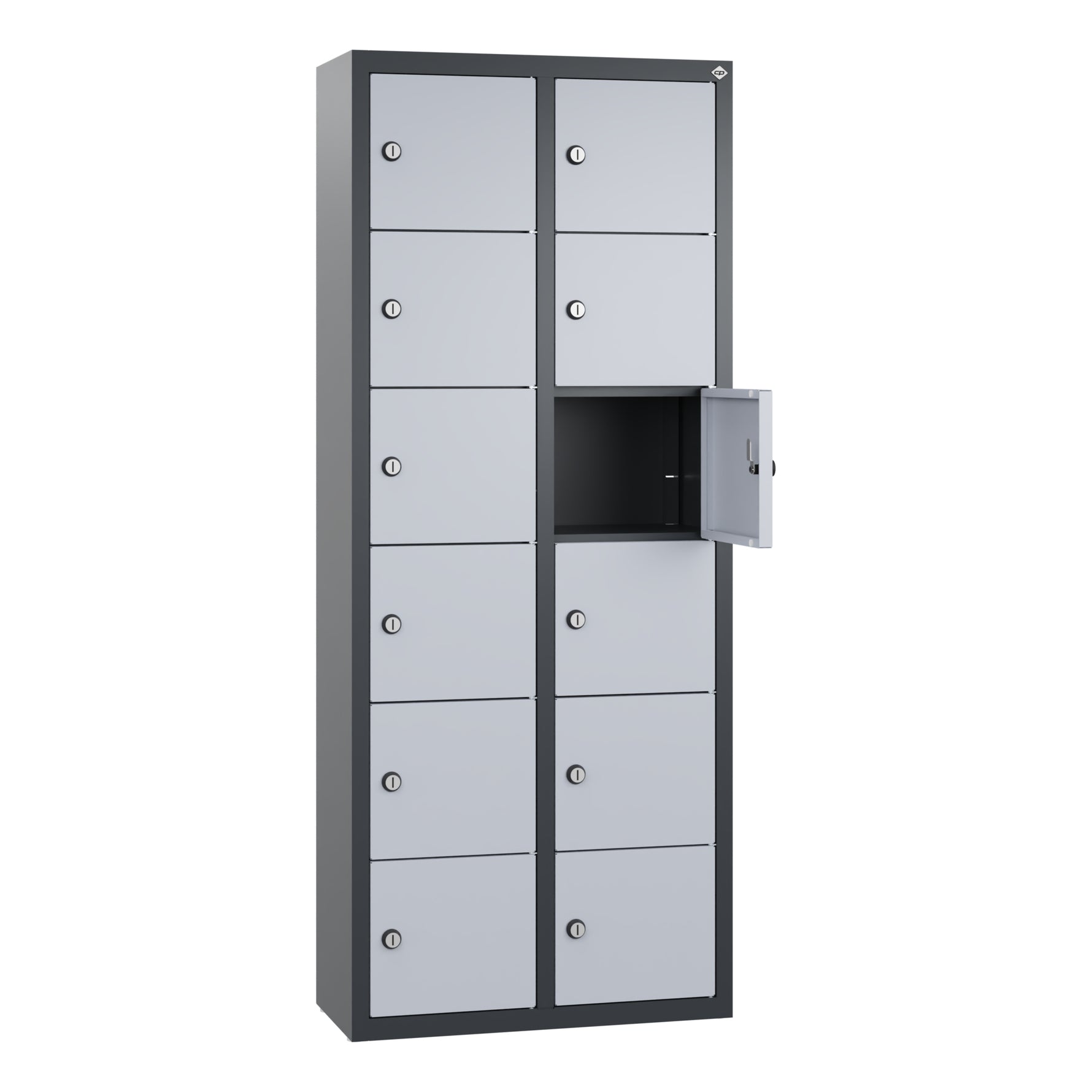 C+P Wandschließfach Intro 460 x 1.130 x 200 mm (B x H x T) 12 Fächer anthrazitgrau – Produktbild 6