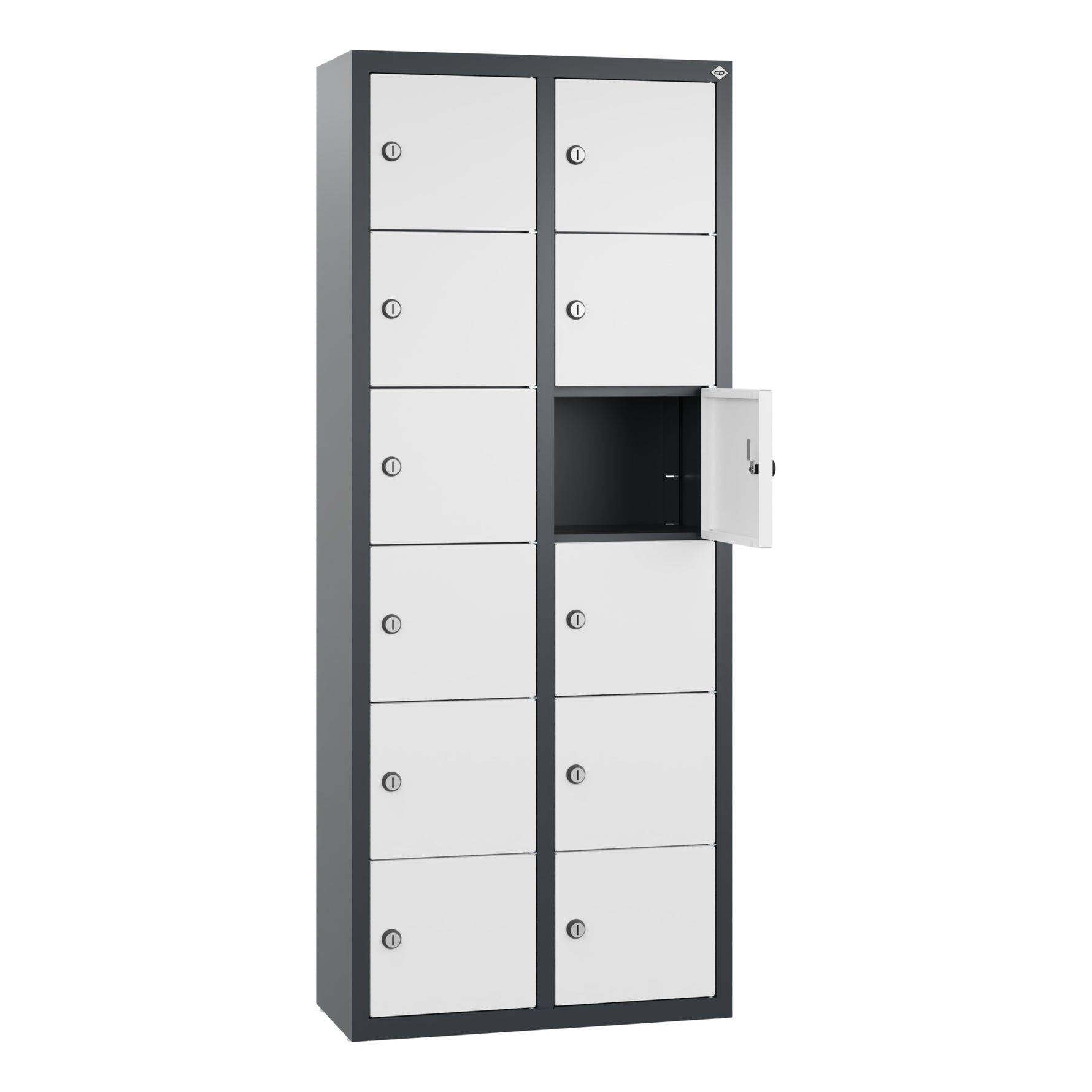 C+P Wandschließfach Intro 460 x 1.130 x 200 mm (B x H x T) 12 Fächer anthrazitgrau – Produktbild 2