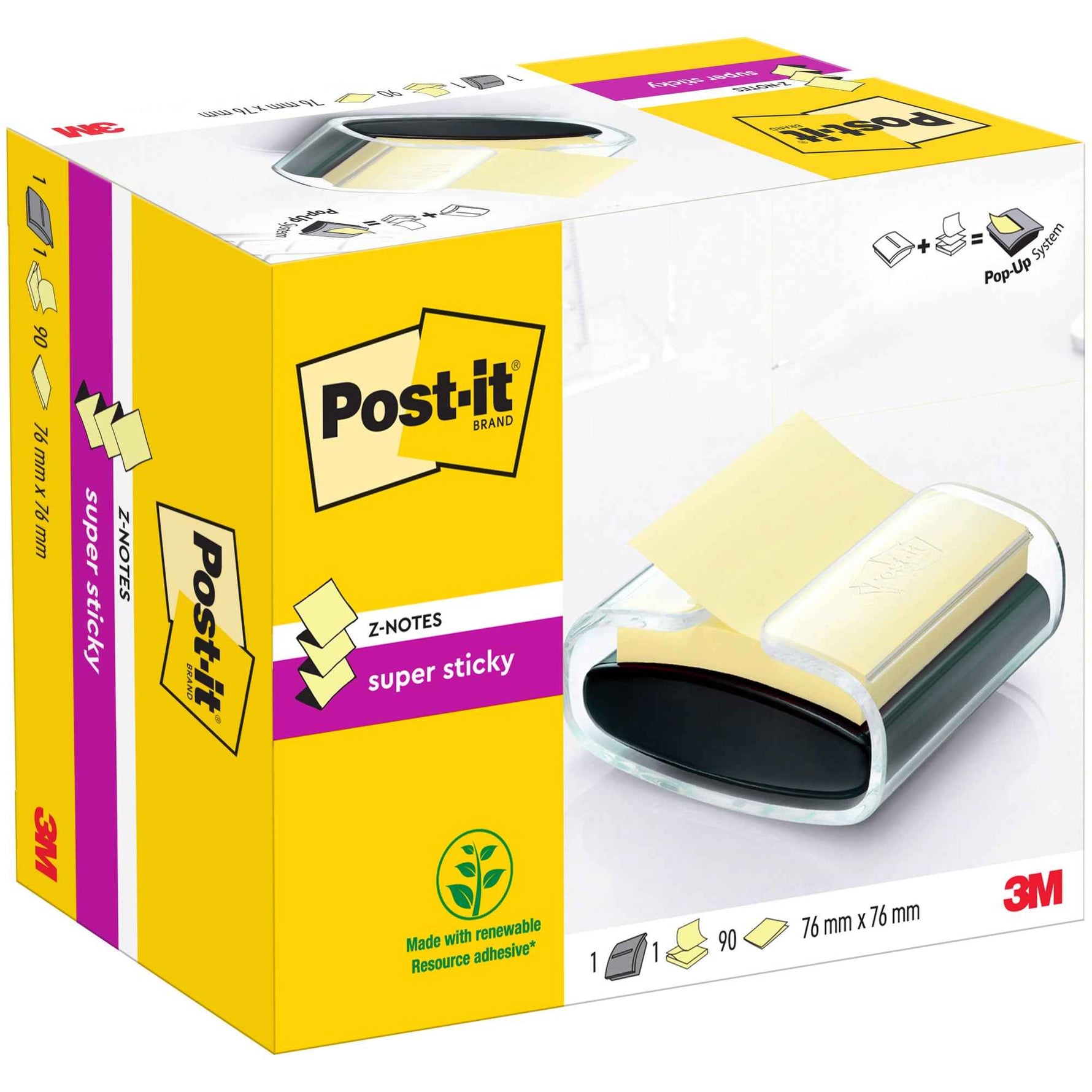 Post-it® Haftnotizspender Super Sticky Z-Notes schwarz/transparent