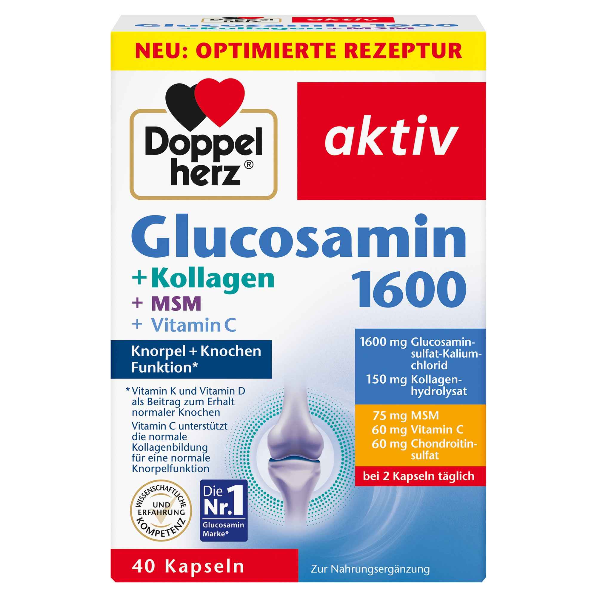 Doppelherz Nahrungsergänzungsmittel aktiv Glucosamin 1600 + Kollagen + MSM + Vitamin C
