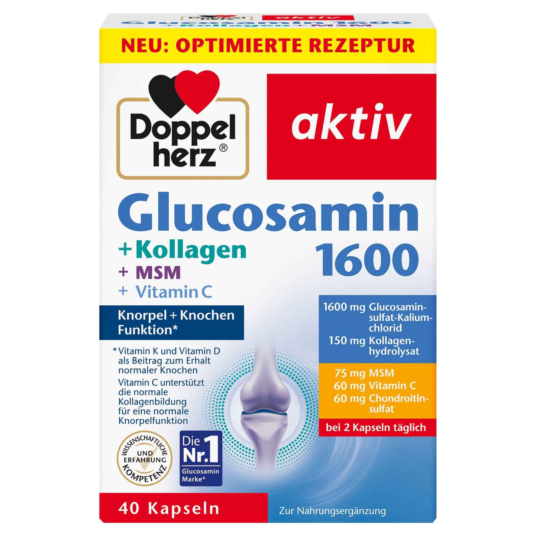 Doppelherz Nahrungsergänzungsmittel aktiv Glucosamin 1600 + Kollagen + MSM + Vitamin C