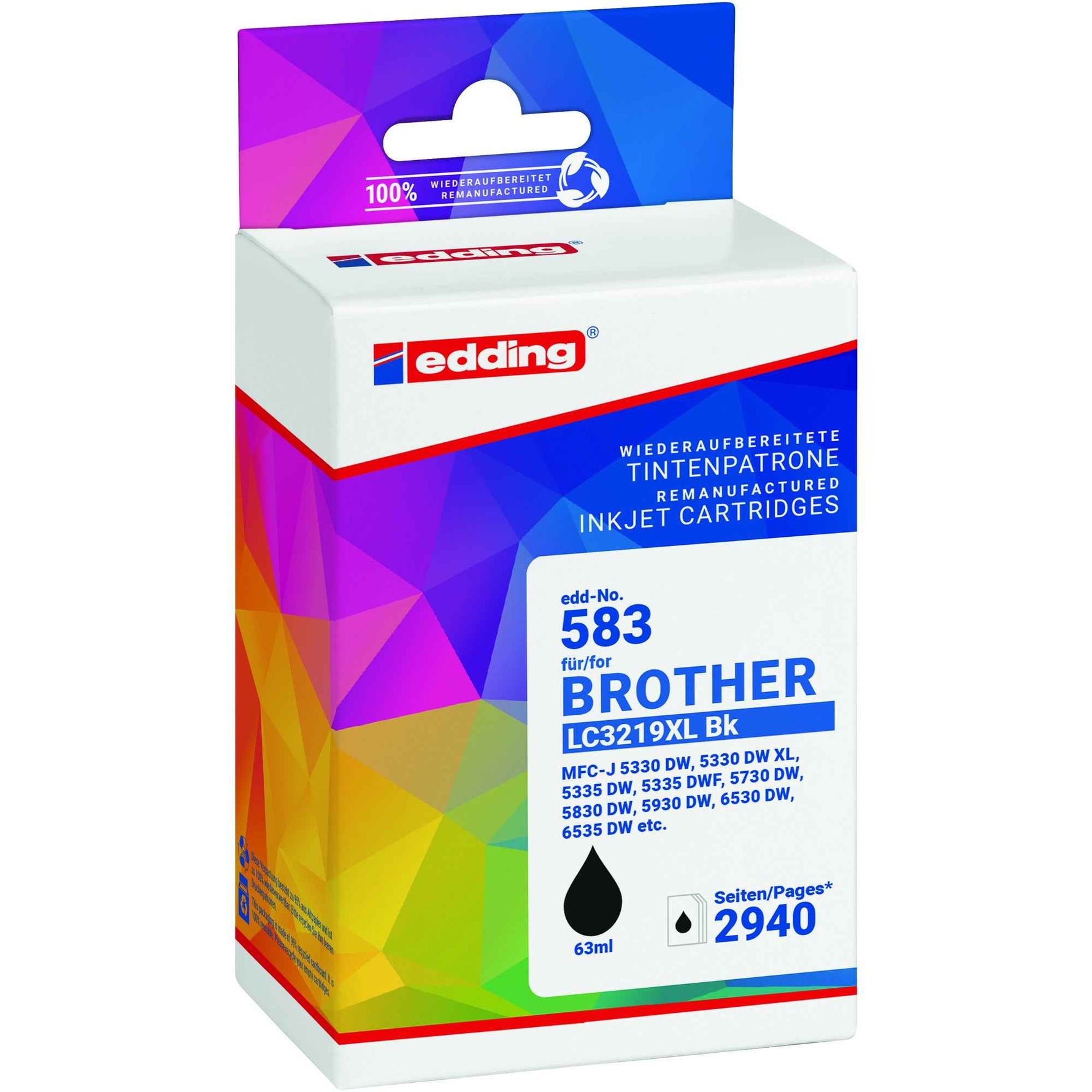 edding Tintenpatrone Kompatibel mit Brother LC-3219XL-BK schwarz