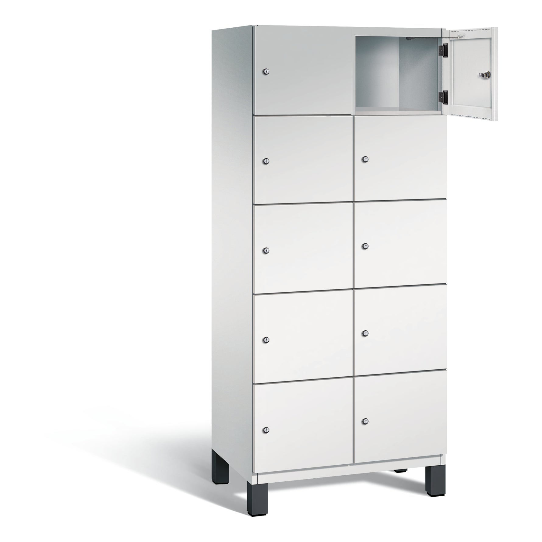 C+P Schließfachschrank Cambio 800 x 1.980 x 525 mm (B x H x T) 10 Fächer lichtgrau – Produktbild 2