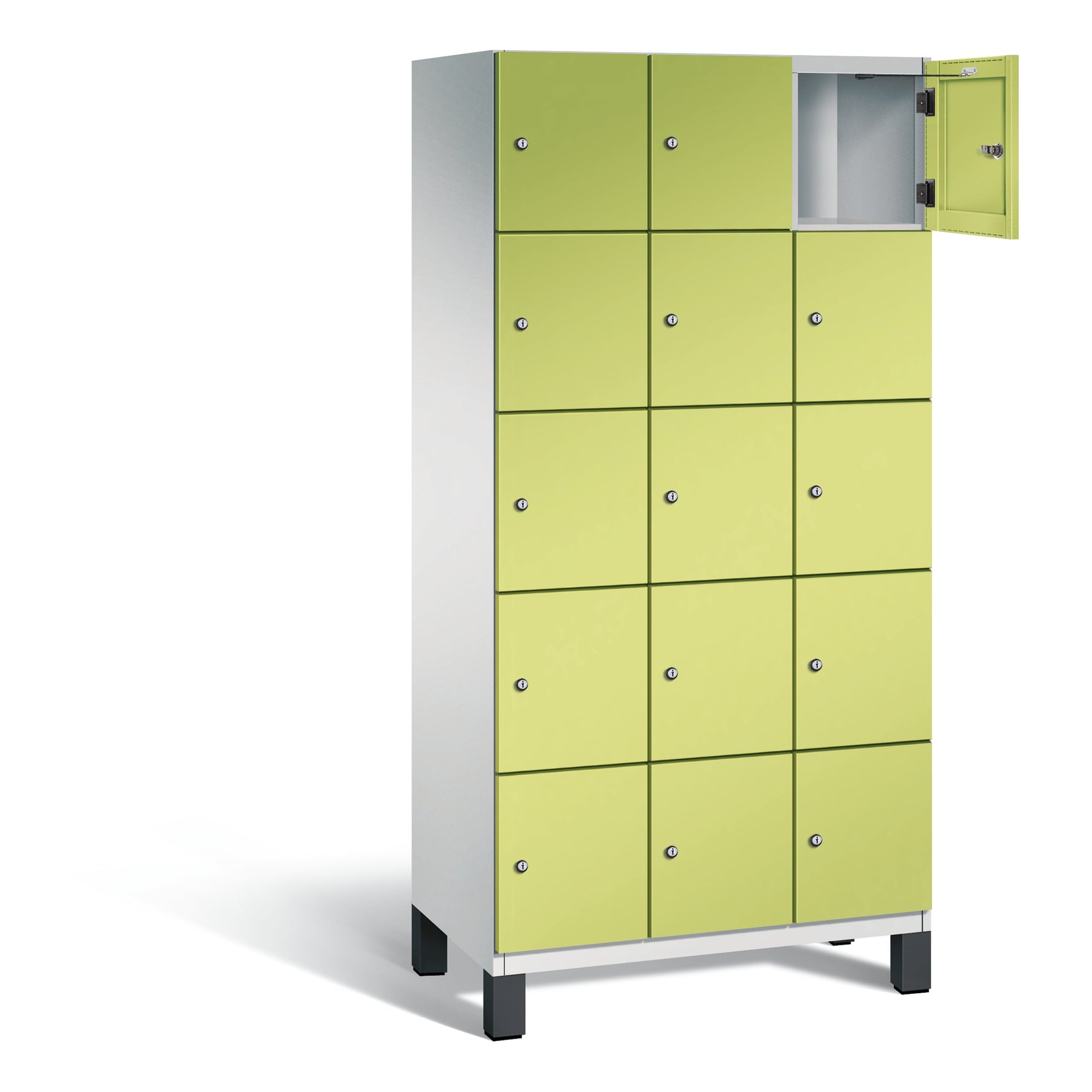 C+P Schließfachschrank Cambio 900 x 1.980 x 525 mm (B x H x T) 15 Fächer lichtgrau – Produktbild 4