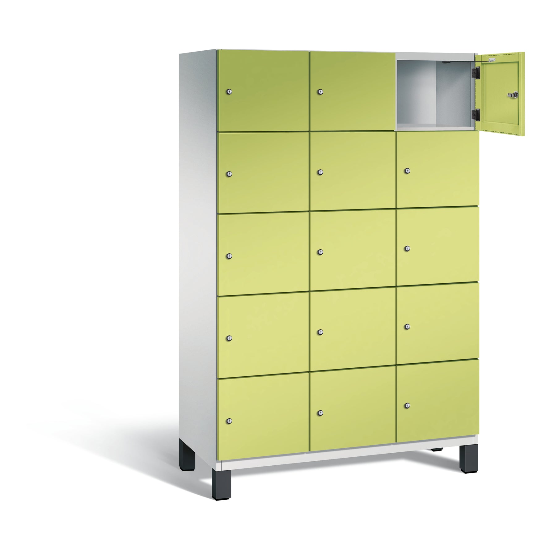 C+P Schließfachschrank Cambio 1.200 x 1.980 x 525 mm (B x H x T) 15 Fächer lichtgrau – Produktbild 4
