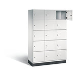 C+P Schließfachschrank Cambio mit Sockel 1.200 x 1.950 x 525 mm (B x H x T) 15 Fächer lichtgrau – Produktbild 5