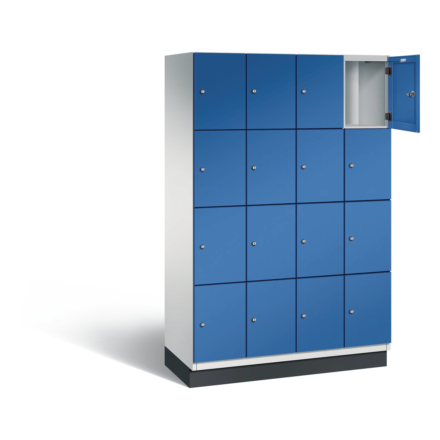 C+P Schließfachschrank Cambio mit Sockel 1.200 x 1.950 x 525 mm (B x H x T) 16 Fächer lichtgrau – Produktbild 2