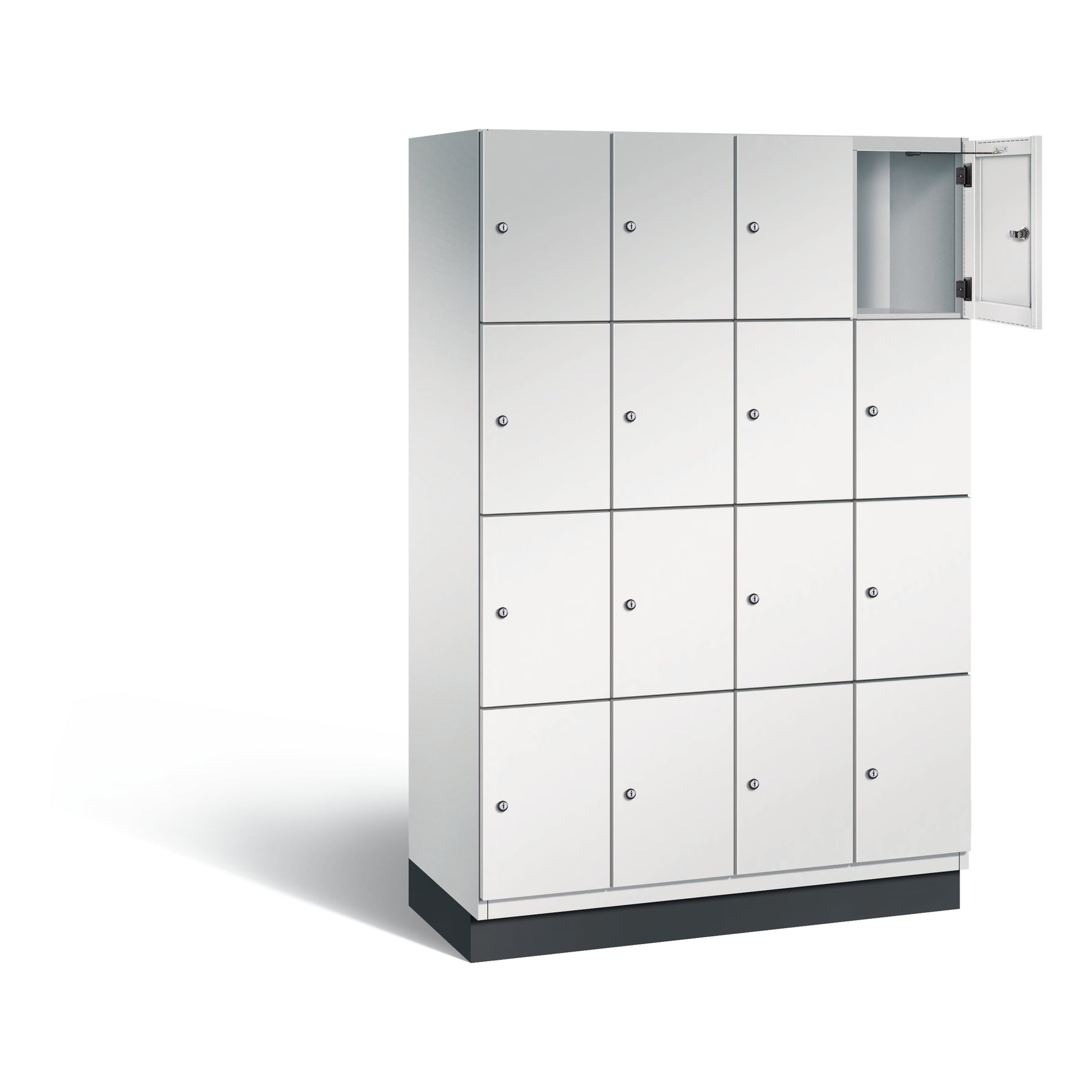 C+P Schließfachschrank Cambio mit Sockel 1.200 x 1.950 x 525 mm (B x H x T) 16 Fächer lichtgrau – Produktbild 5