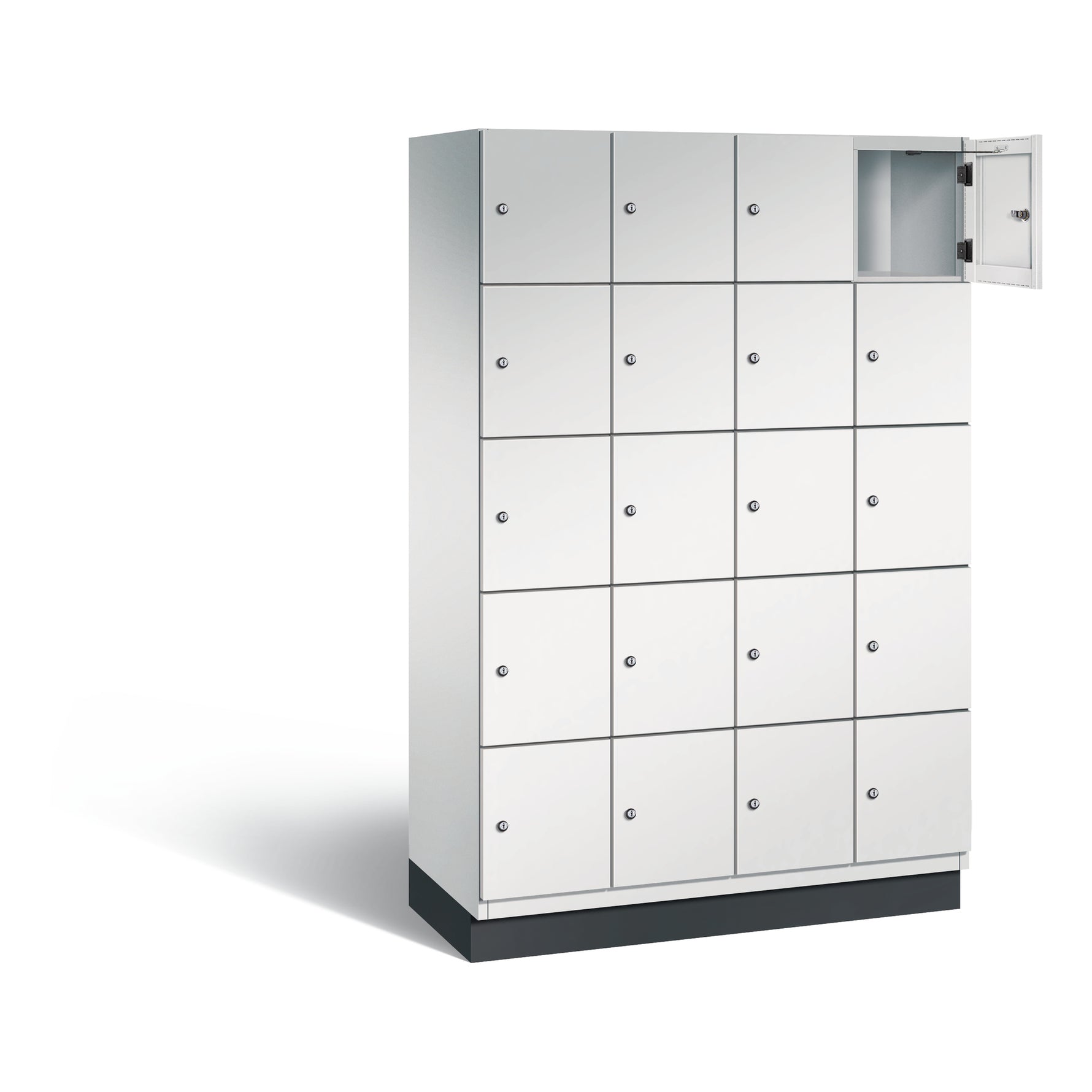 C+P Schließfachschrank Cambio mit Sockel 1.200 x 1.950 x 525 mm (B x H x t) 20 Fächer lichtgrau – Produktbild 5