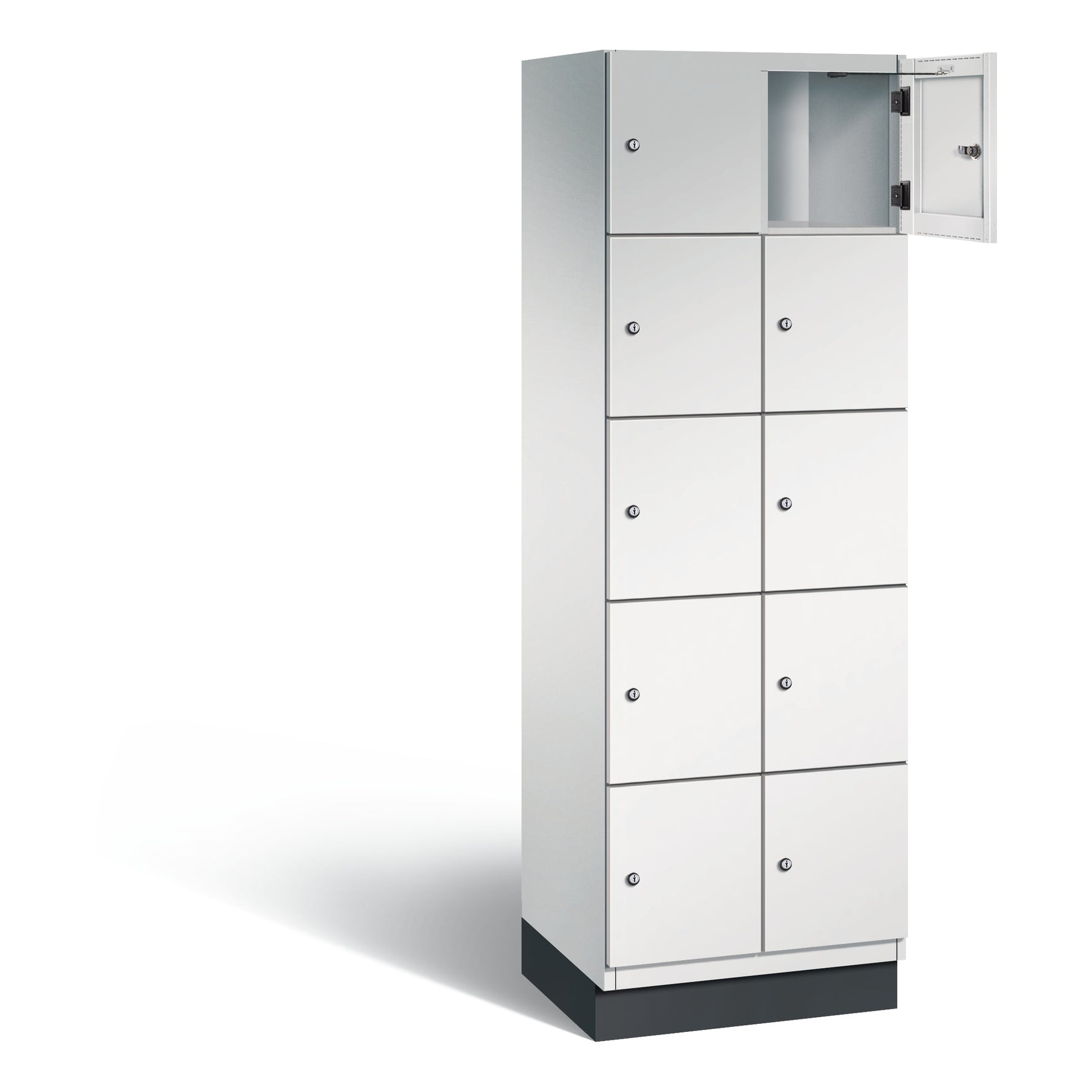 C+P Schließfachschrank Cambio mit Sockel 600 x 1.950 x 525 mm (B x H x T) 10 Fächer lichtgrau – Produktbild 5
