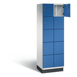 C+P Schließfachschrank Cambio mit Sockel 600 x 1.950 x 525 mm (B x H x T) 10 Fächer lichtgrau – Produktbild 2