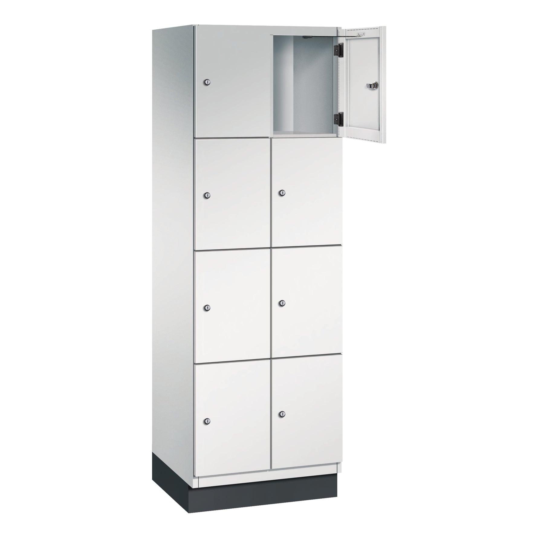 C+P Schließfachschrank Cambio mit Sockel 600 x 1.950 x 525 mm (B x H x T) 8 Fächer lichtgrau – Produktbild 5