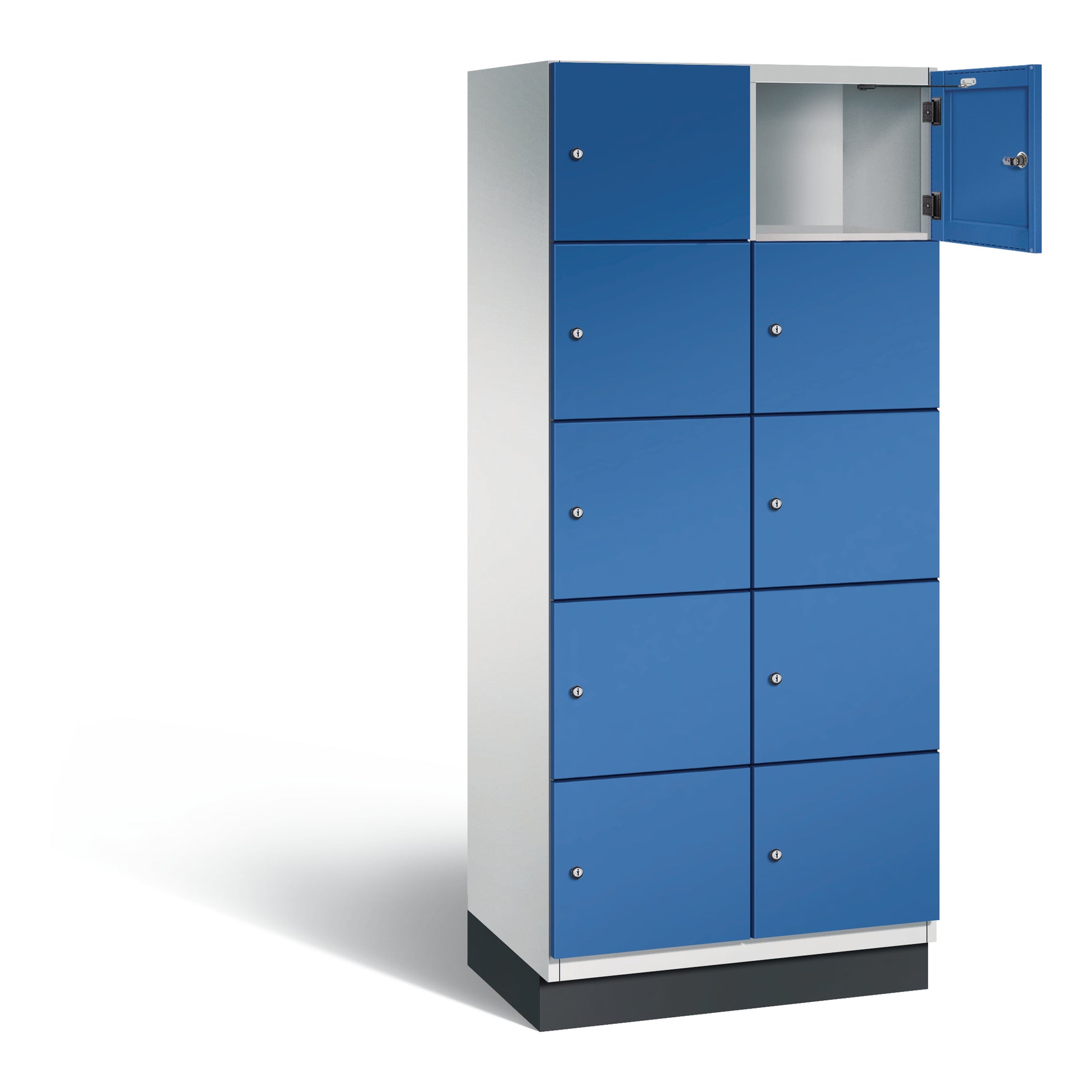 C+P Schließfachschrank Cambio mit Sockel 800 x 1.950 x 525 mm (B x H x T) 10 Fächer lichtgrau – Produktbild 2