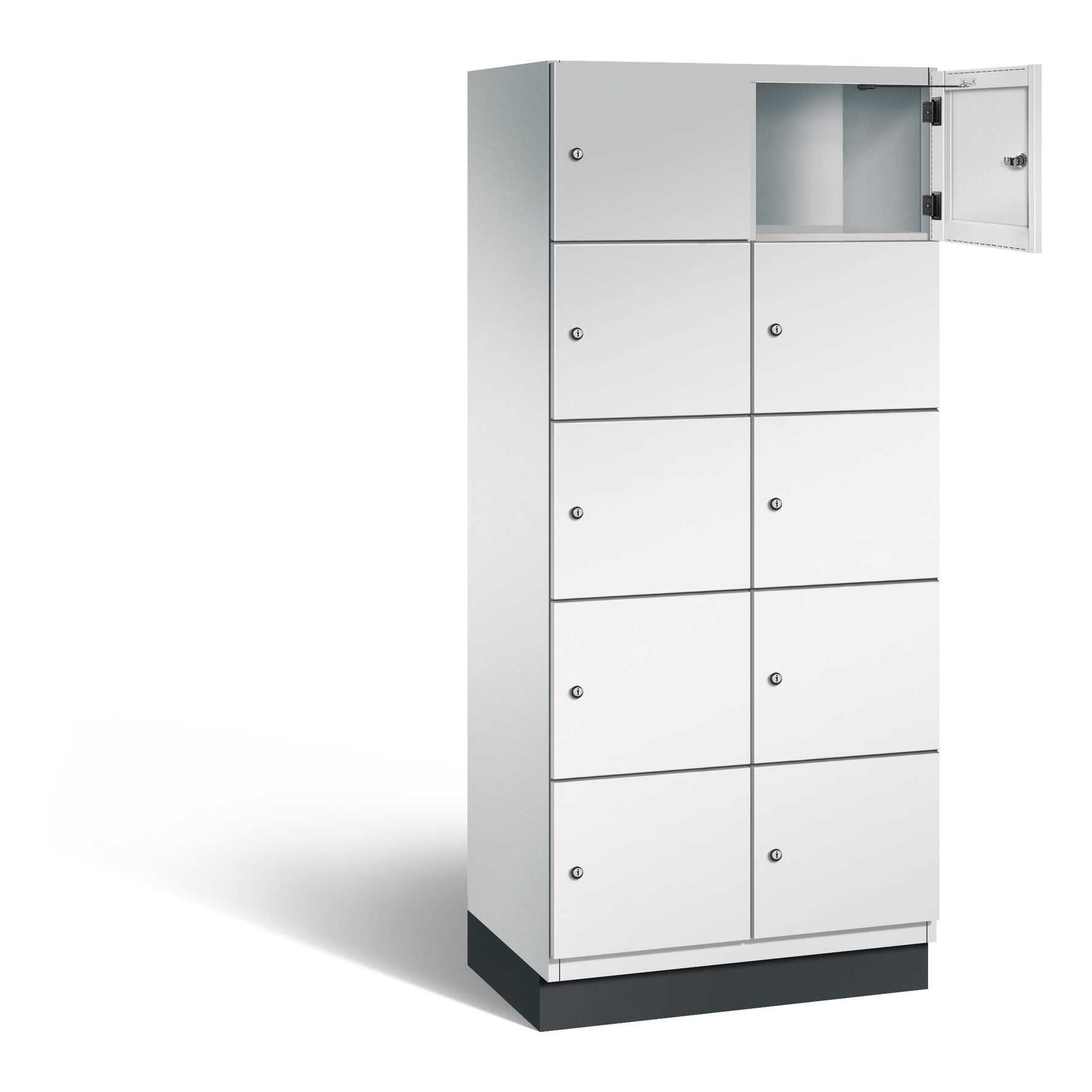 C+P Schließfachschrank Cambio mit Sockel 800 x 1.950 x 525 mm (B x H x T) 10 Fächer lichtgrau – Produktbild 5