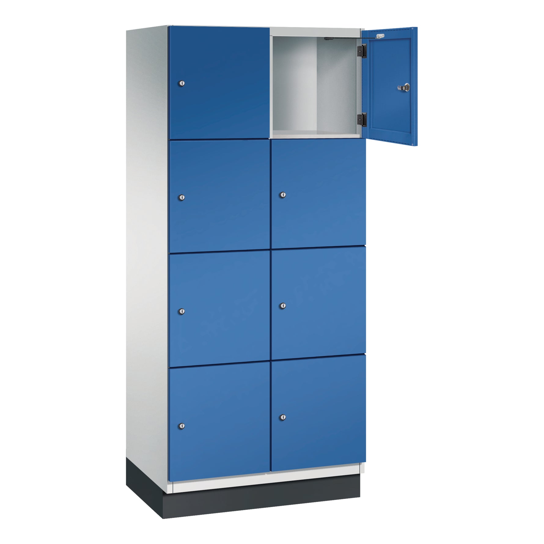 C+P Schließfachschrank Cambio mit Sockel 800 x 1.950 x 525 mm (B x H x T) 8 Fächer lichtgrau – Produktbild 2