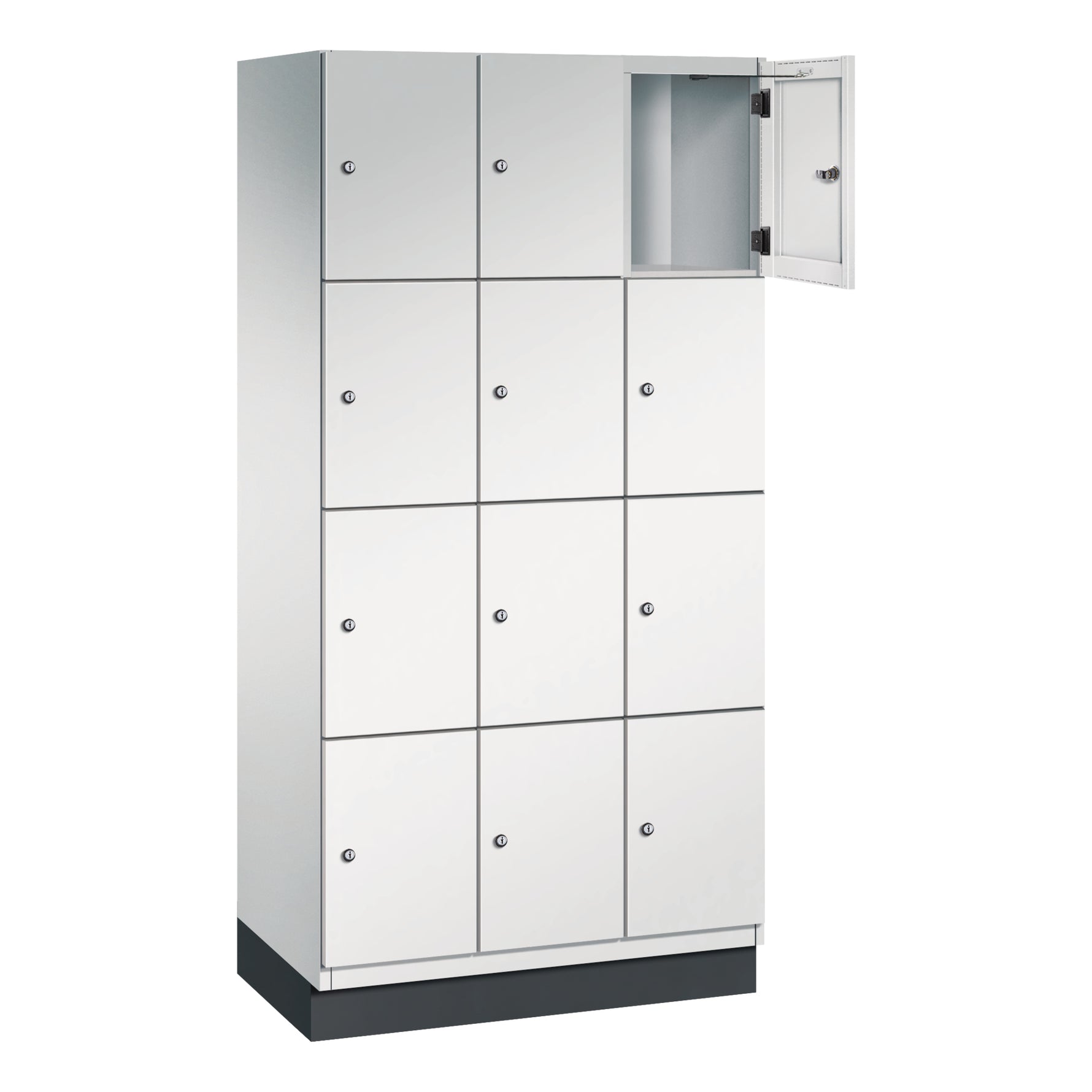 C+P Schließfachschrank Cambio mit Sockel 900 x 1.950 x 525 mm (B x H x T) 12 Fächer lichtgrau – Produktbild 5