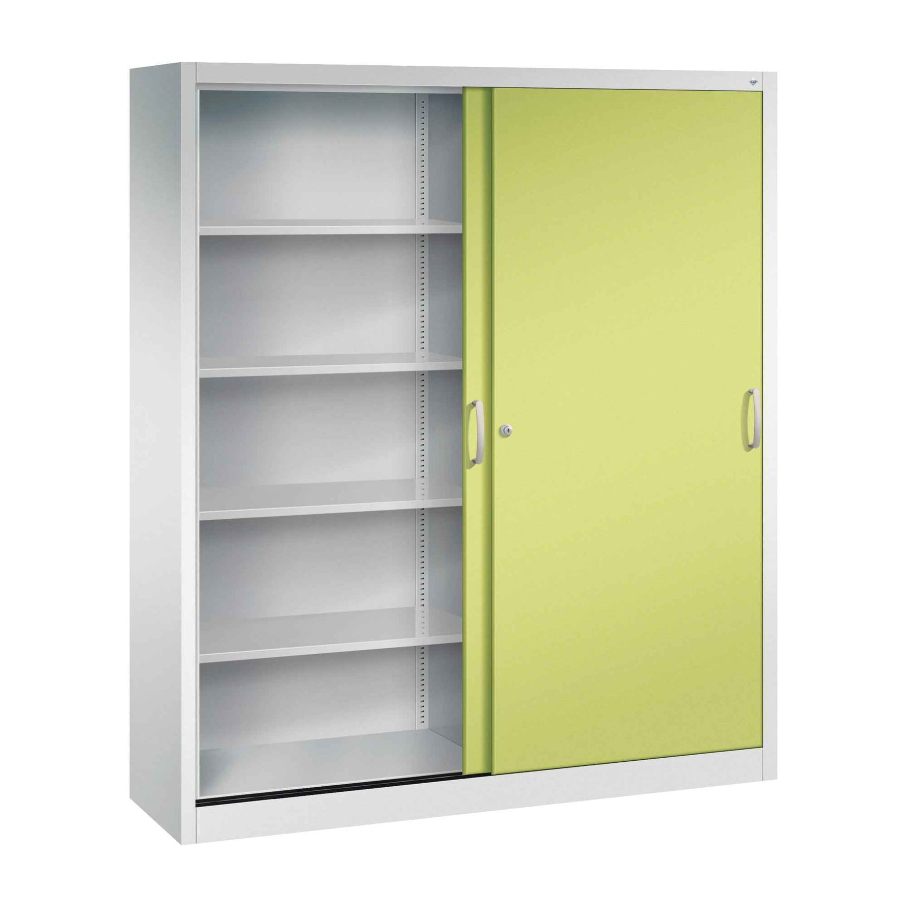 C+P Schiebetürenschrank Acurado 2 x 5 Ordnerhöhen 1.600 x 1.950 x 400 mm (B x H x T) lichtgrau
