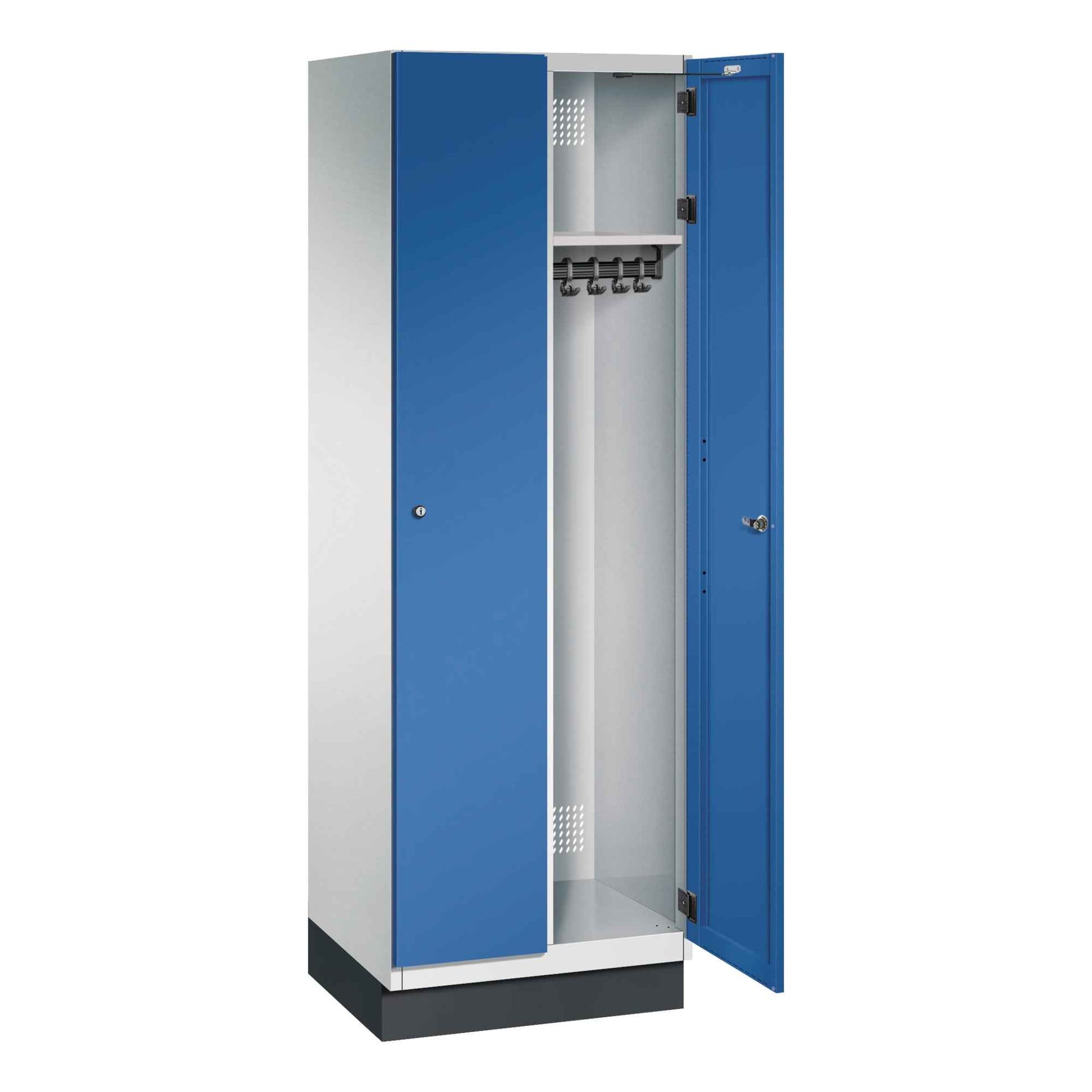 C+P Kleiderspind Cambio mit Sockel 600 x 1.950 x 525 mm (B x H x T) 2 Abteile lichtgrau