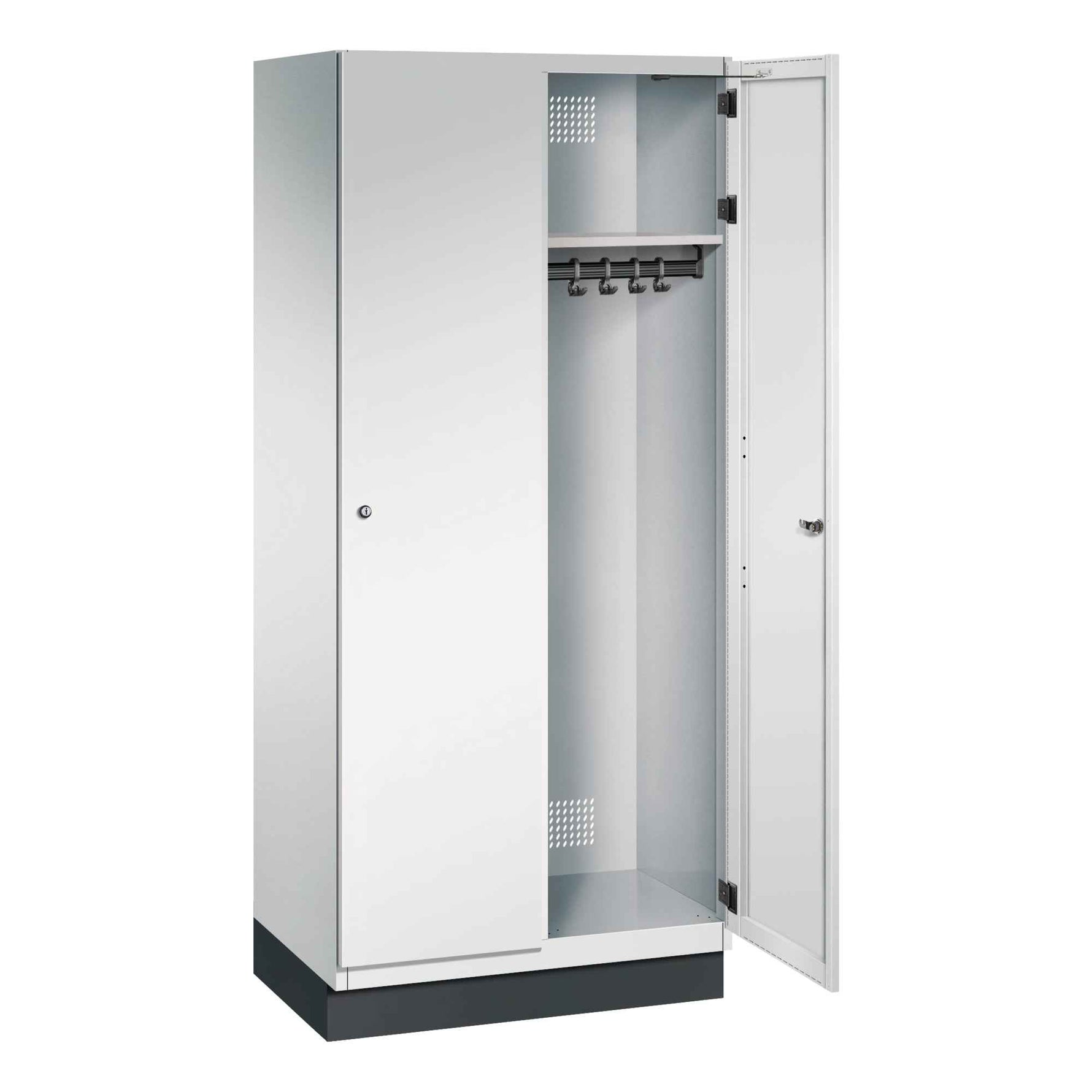C+P Kleiderspind Cambio mit Sockel 800 x 1.950 x 525 mm (B x H x T) 2 Abteile lichtgrau
