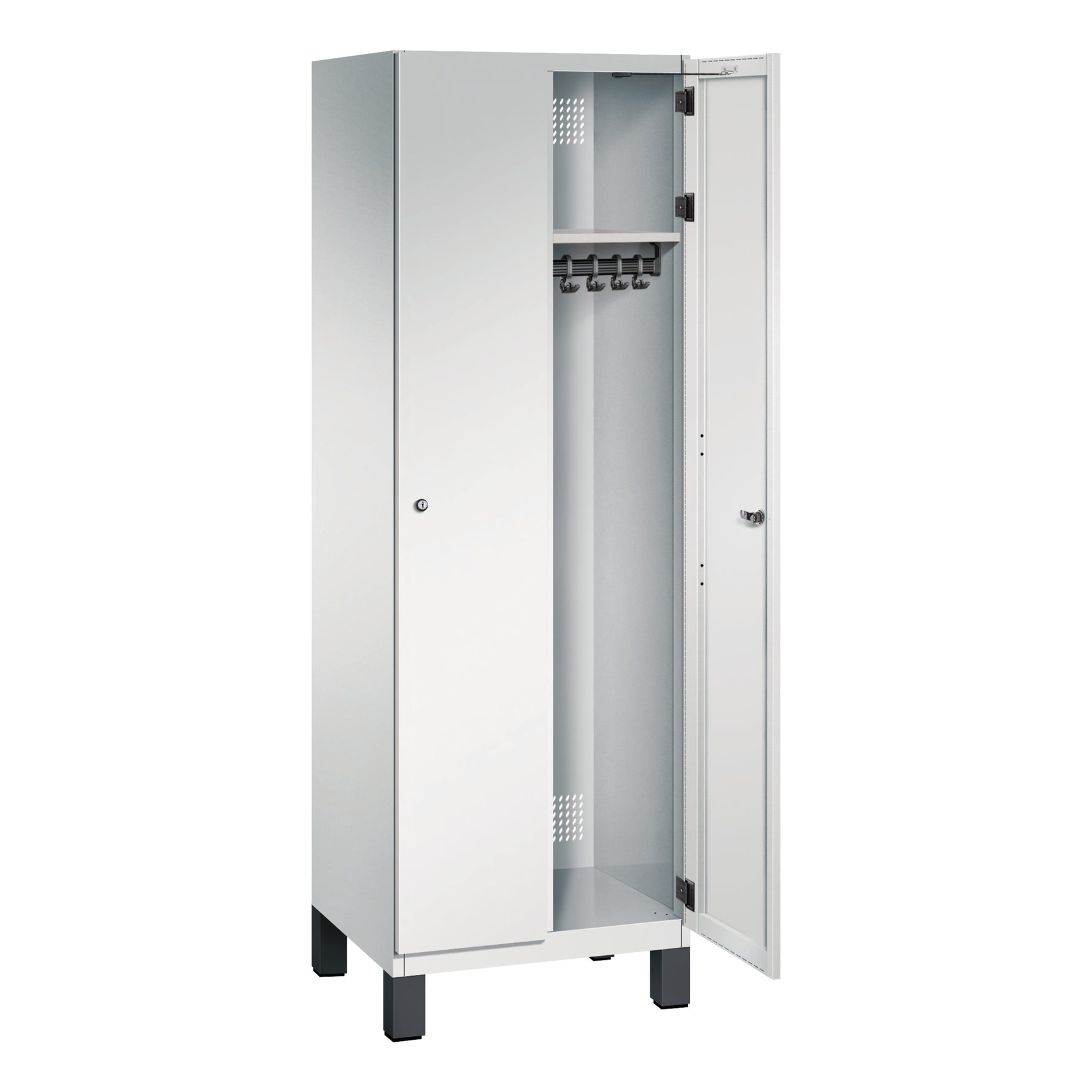 C+P Kleiderspind Cambio mit Standfuß 600 x 1.980 x 525 mm (B x H x T) 2 Abteile lichtgrau – Produktbild 5