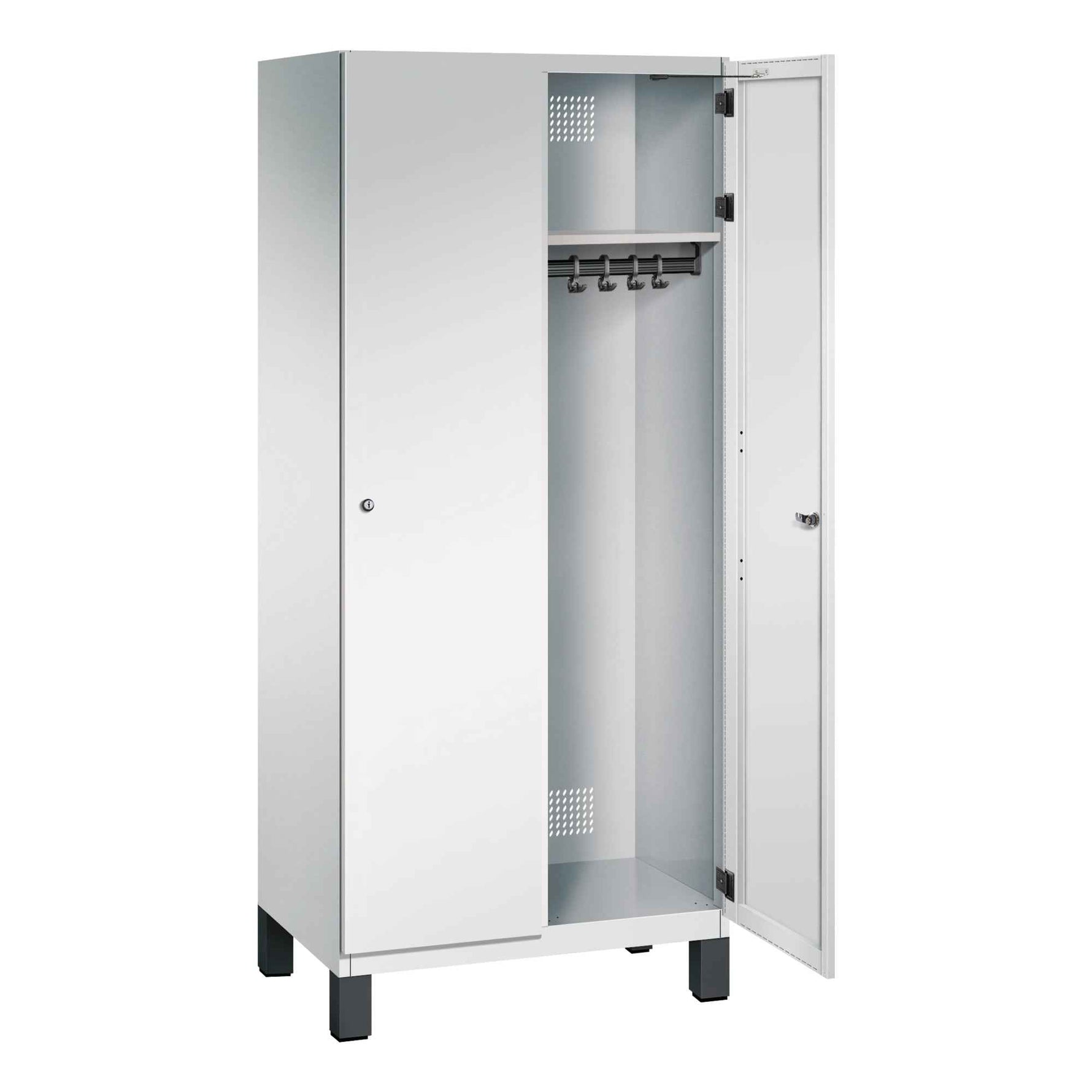 C+P Kleiderspind Cambio mit Standfuß 800 x 1.980 x 525 mm (B x H x T) 2 Abteile lichtgrau