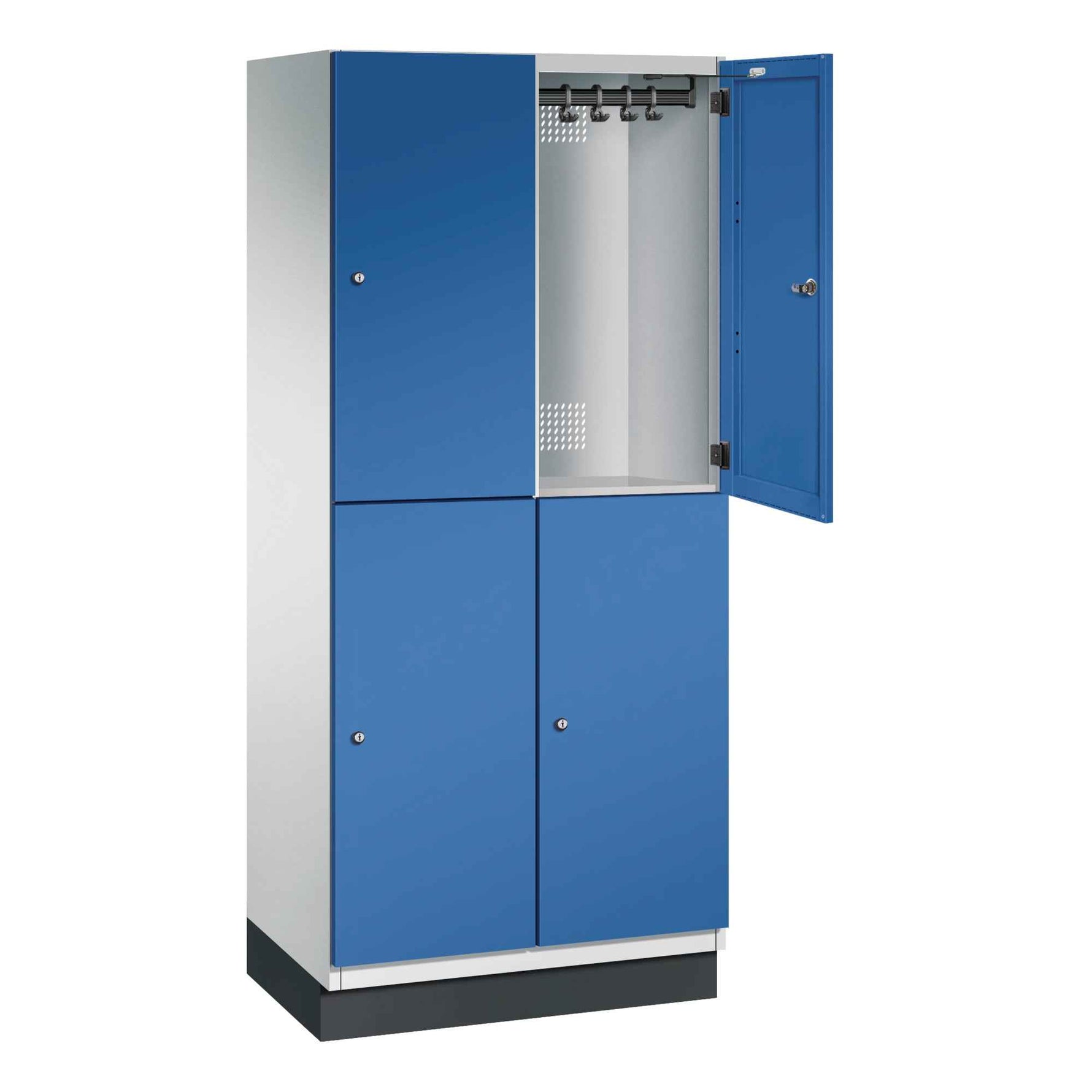 C+P Kleiderspind Cambio 4 Fächer mit Sockel 800 x 1.950 x 525 mm (B x H x T) lichtgrau