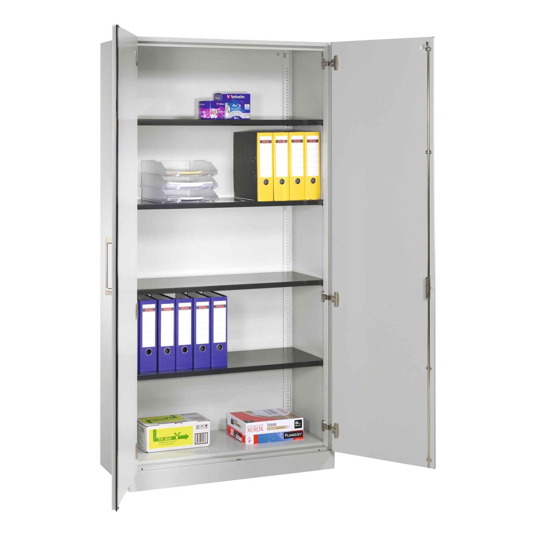 C+P Flügeltürenschrank Asisto 1.000 x 1.980 x 435 mm (B x H x T) lichtgrau