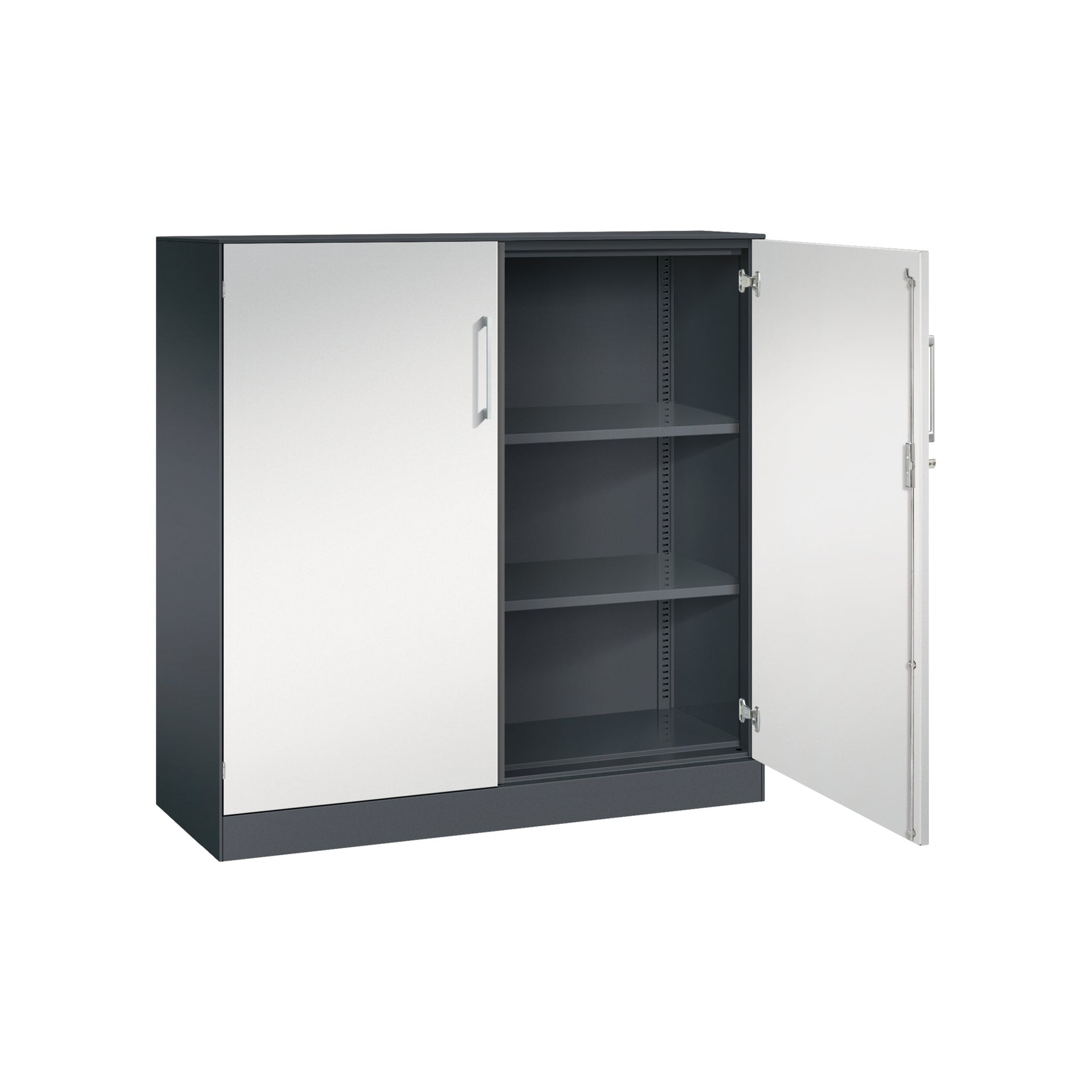 C+P Flügeltürenschrank Asisto 1.200 x 1.310 x 435 mm (B x H x T) schwarzgrau – Produktbild 3