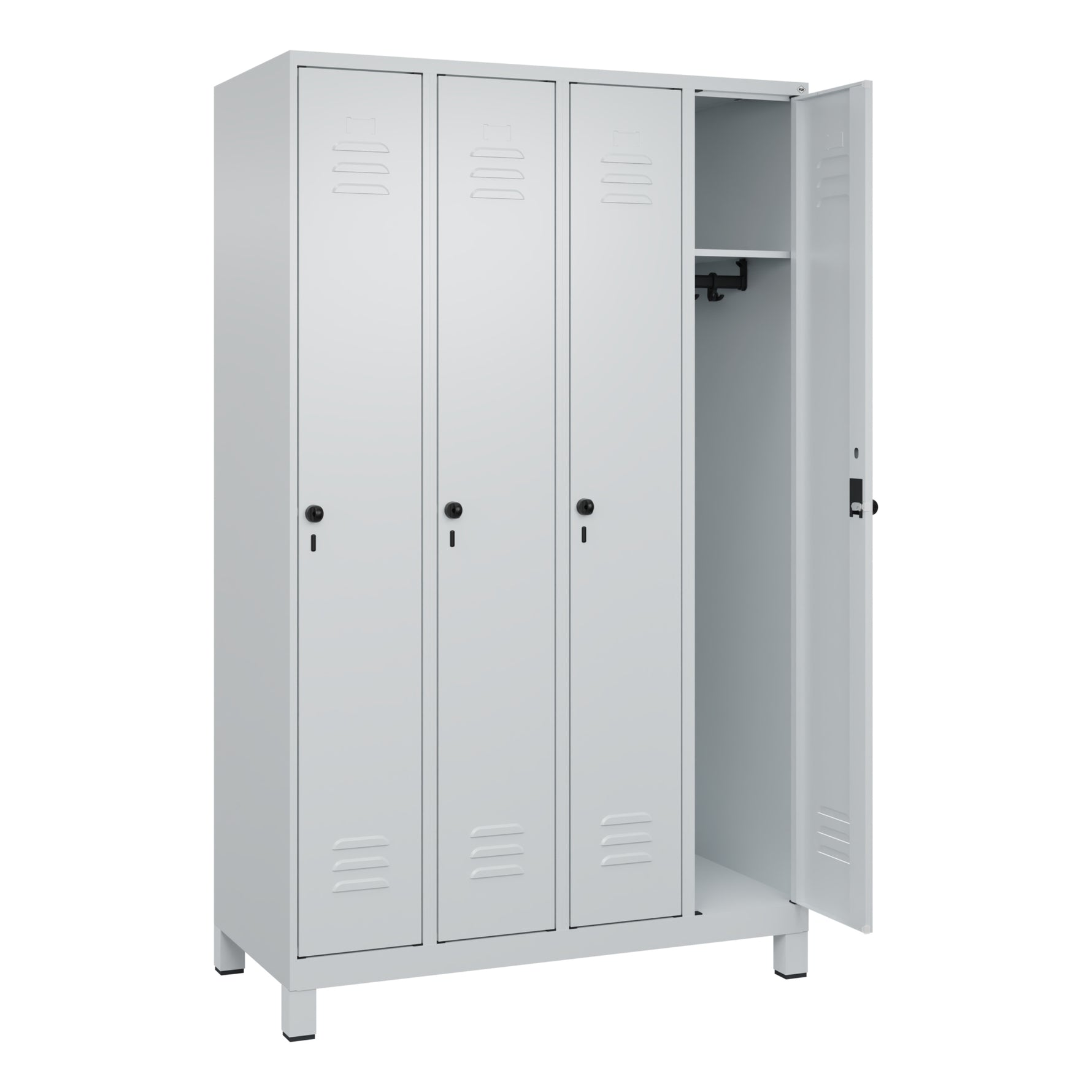 C+P Kleiderspind Classic PLUS mit Standfuß 1.200 x 1.950 x 500 mm (B x H x T) lichtgrau – Produktbild 4