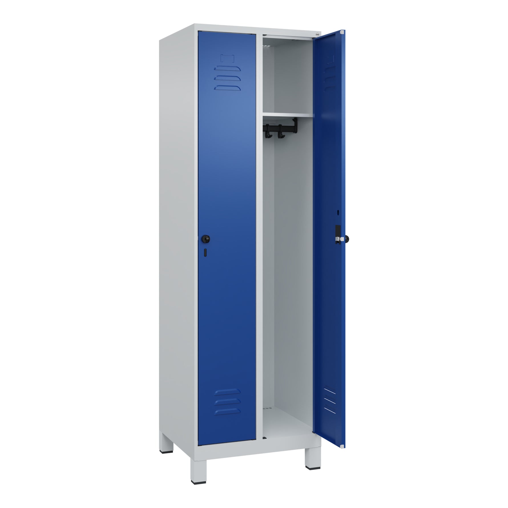 C+P Kleiderspind Classic PLUS mit Standfuß 600 x 1.950 x 500 mm (B x H x T) lichtgrau – Produktbild 2
