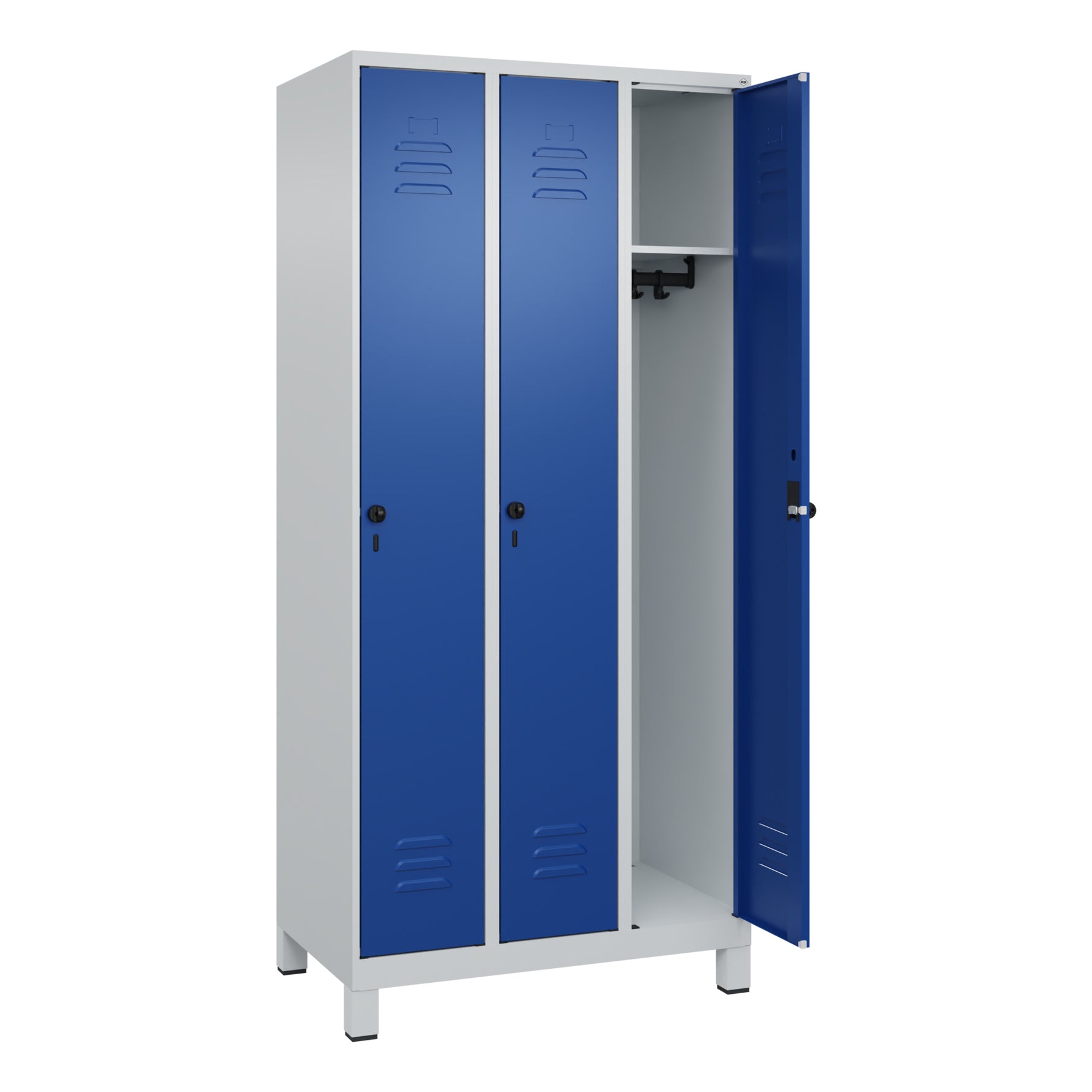 C+P Kleiderspind Classic PLUS mit Standfuß 900 x 1.950 x 500 mm (B x H x T) lichtgrau – Produktbild 2