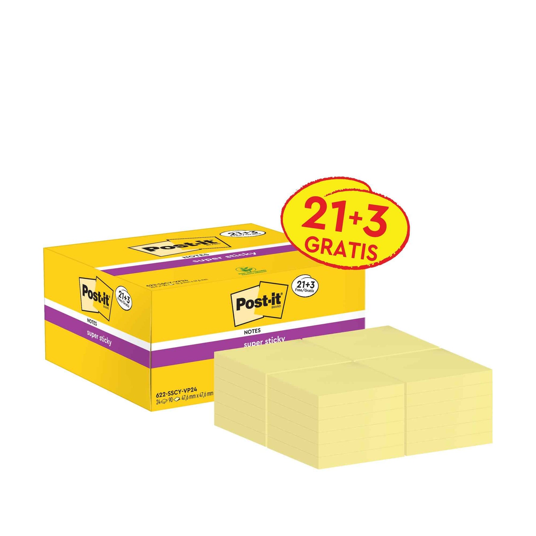 Post-it® Haftnotiz Super Sticky Notes 24 Block/Pack.