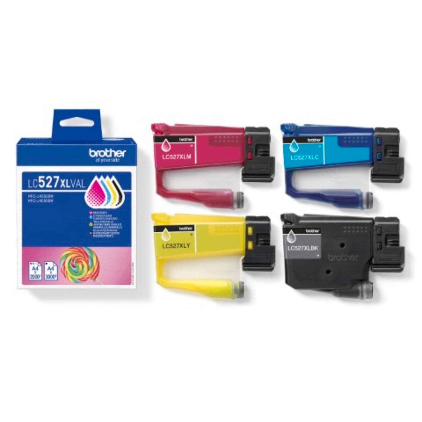 Brother Tintenpatrone LC527XLVAL schwarz, cyan, magenta, gelb