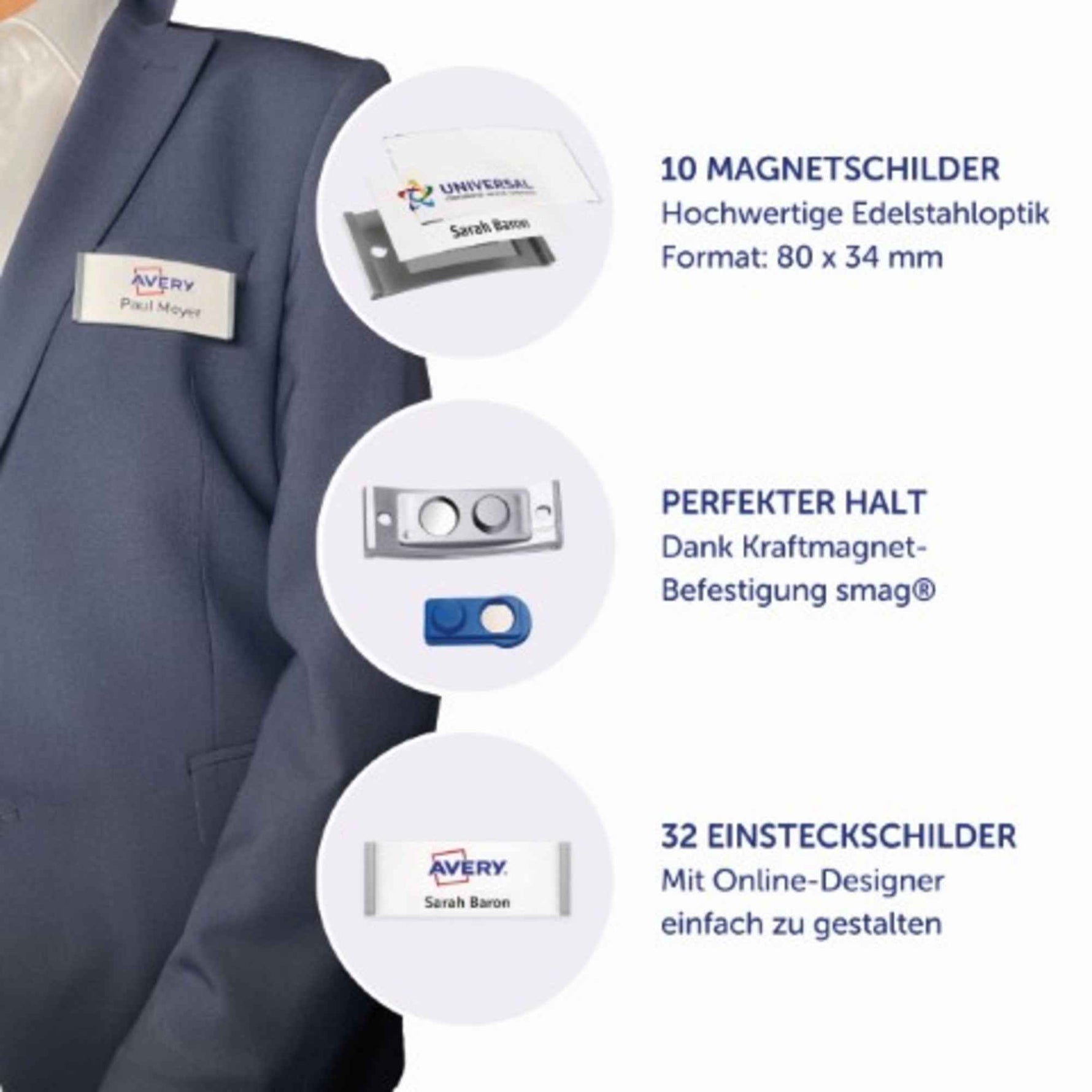 Avery Zweckform Namensschild polar® classic 80 x 34 mm (B x H) 10 St./Pack.