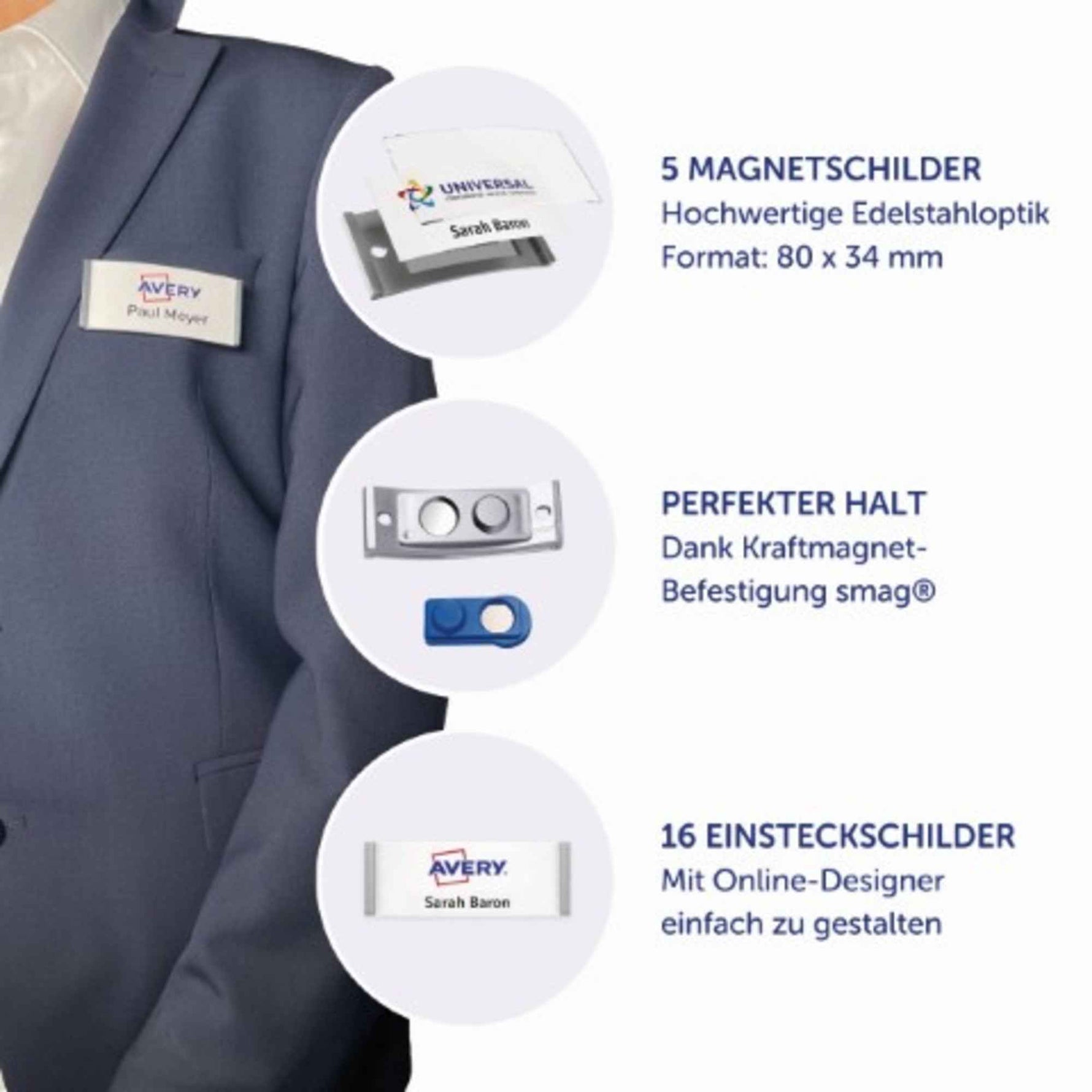 Avery Zweckform Namensschild polar® classic 80 x 34 mm (B x H) 5 St./Pack.