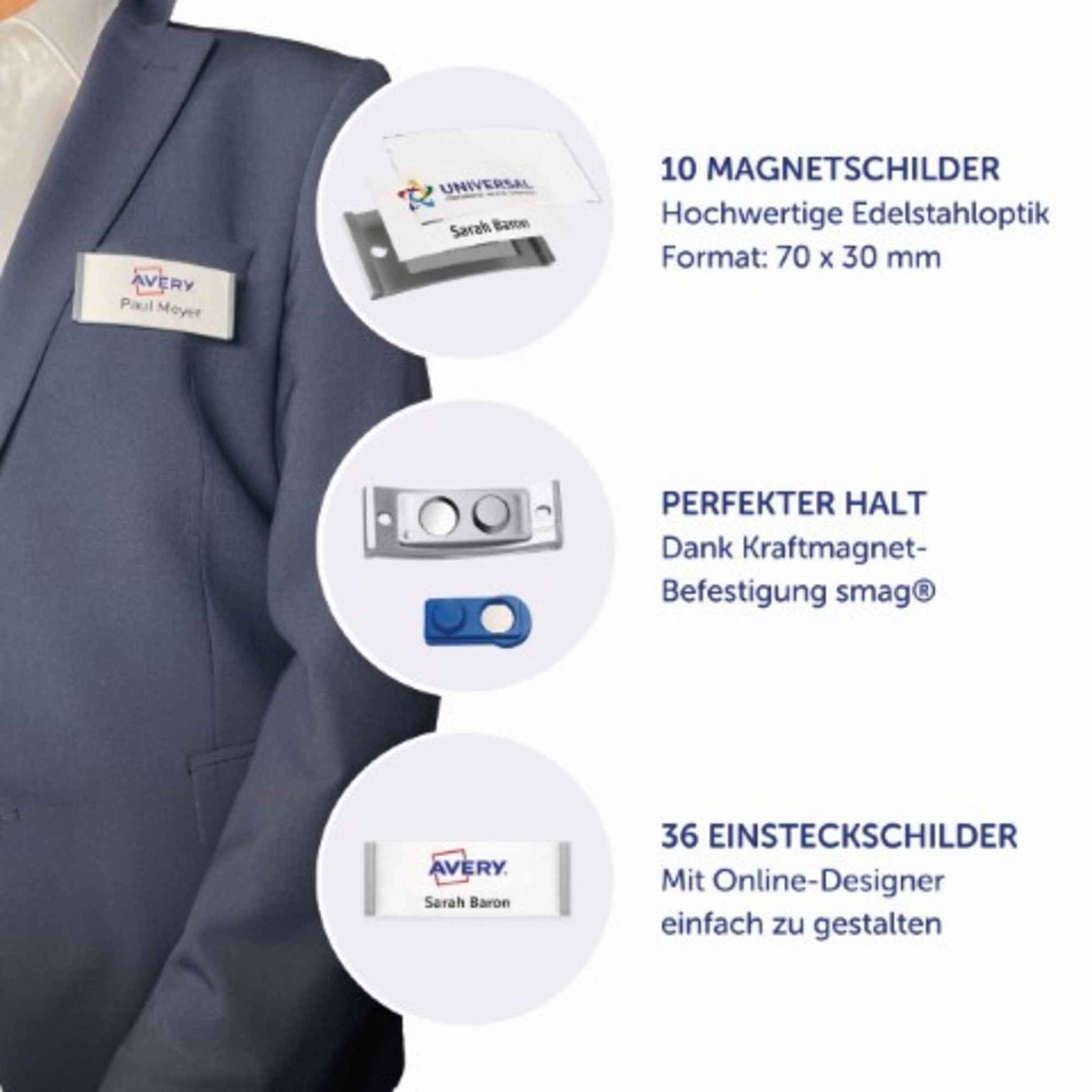 Avery Zweckform Namensschild polar® classic 70 x 30 mm (B x H) 10 St./Pack.