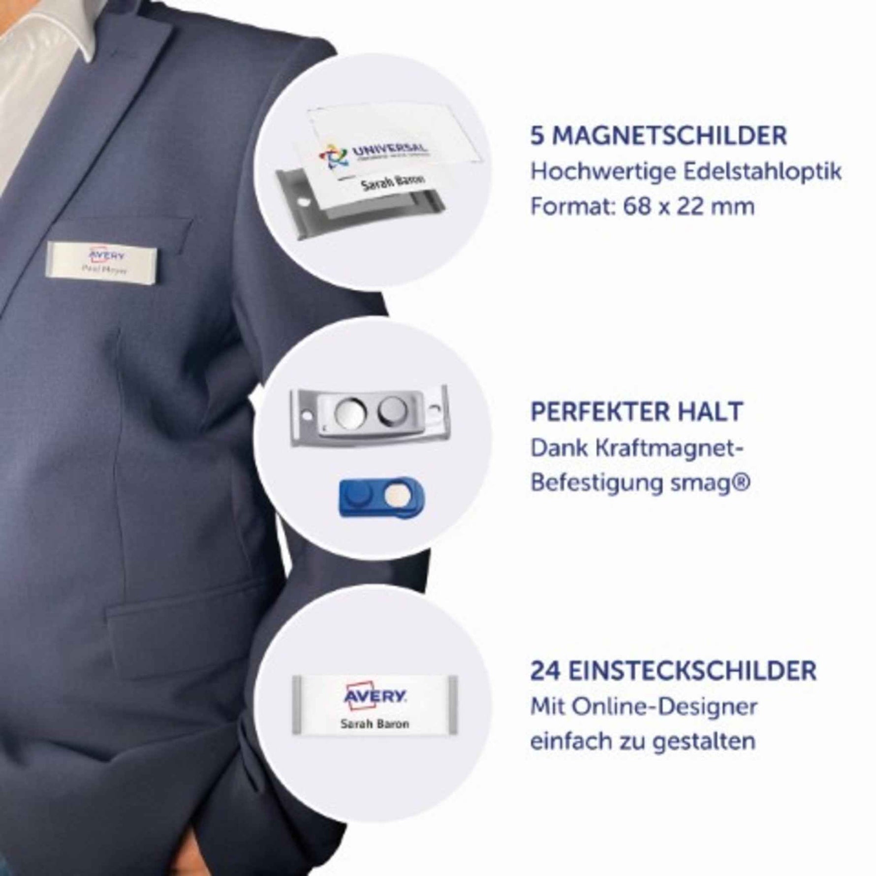 Avery Zweckform Namensschild polar® classic 68 x 22 mm (B x H) 5 St./Pack.
