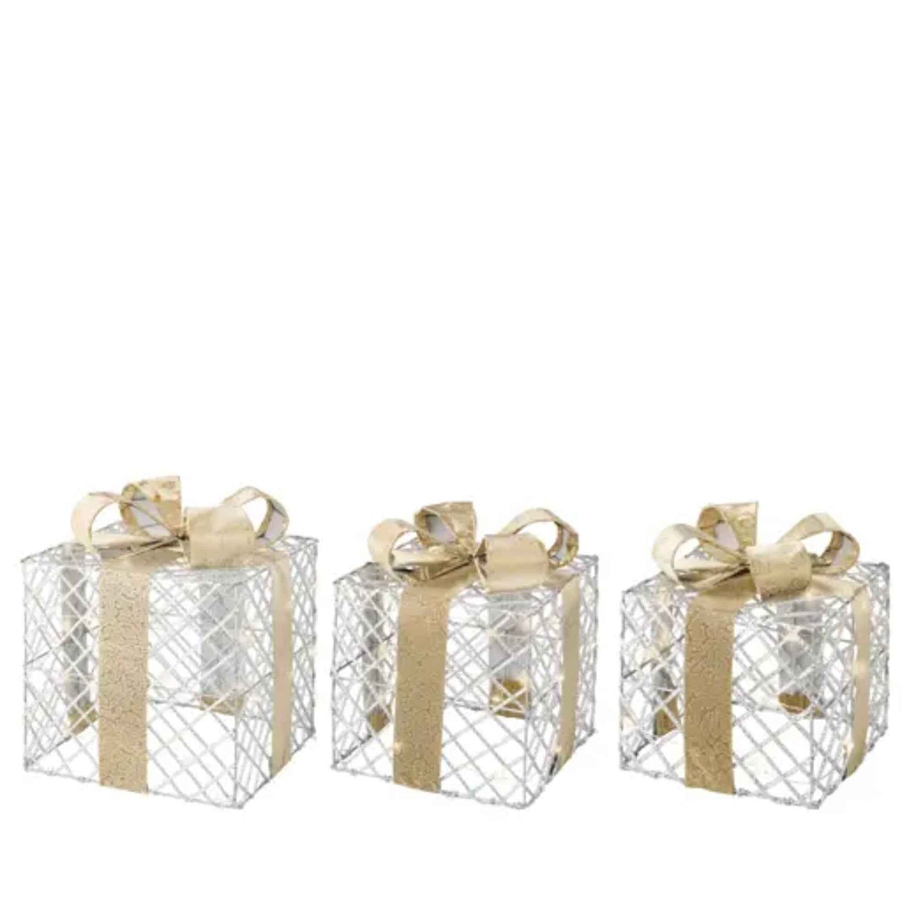 LUMINEO Lichtfigur Geschenkschachtel silber