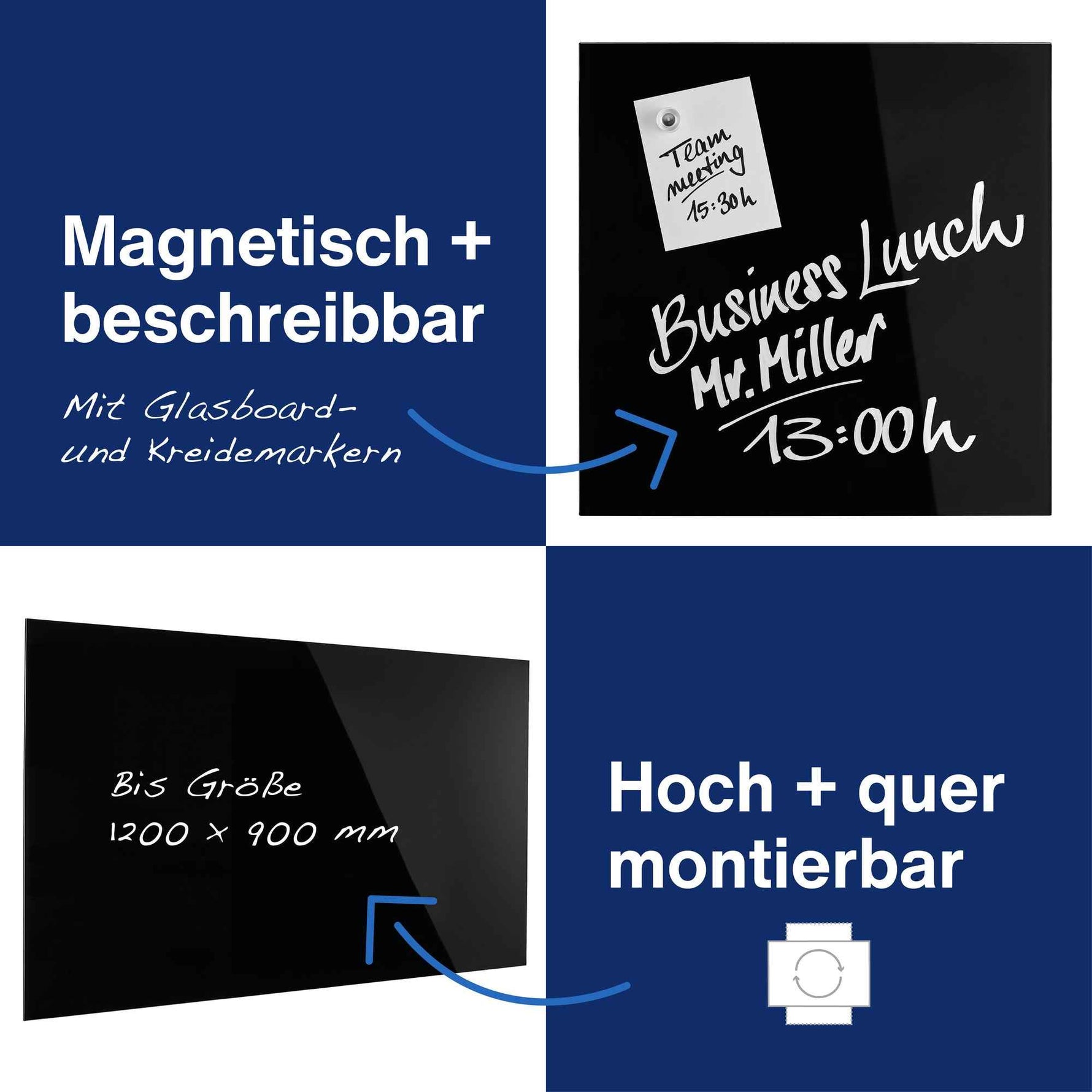 magnetoplan® Glasboard Design tiefschwarz