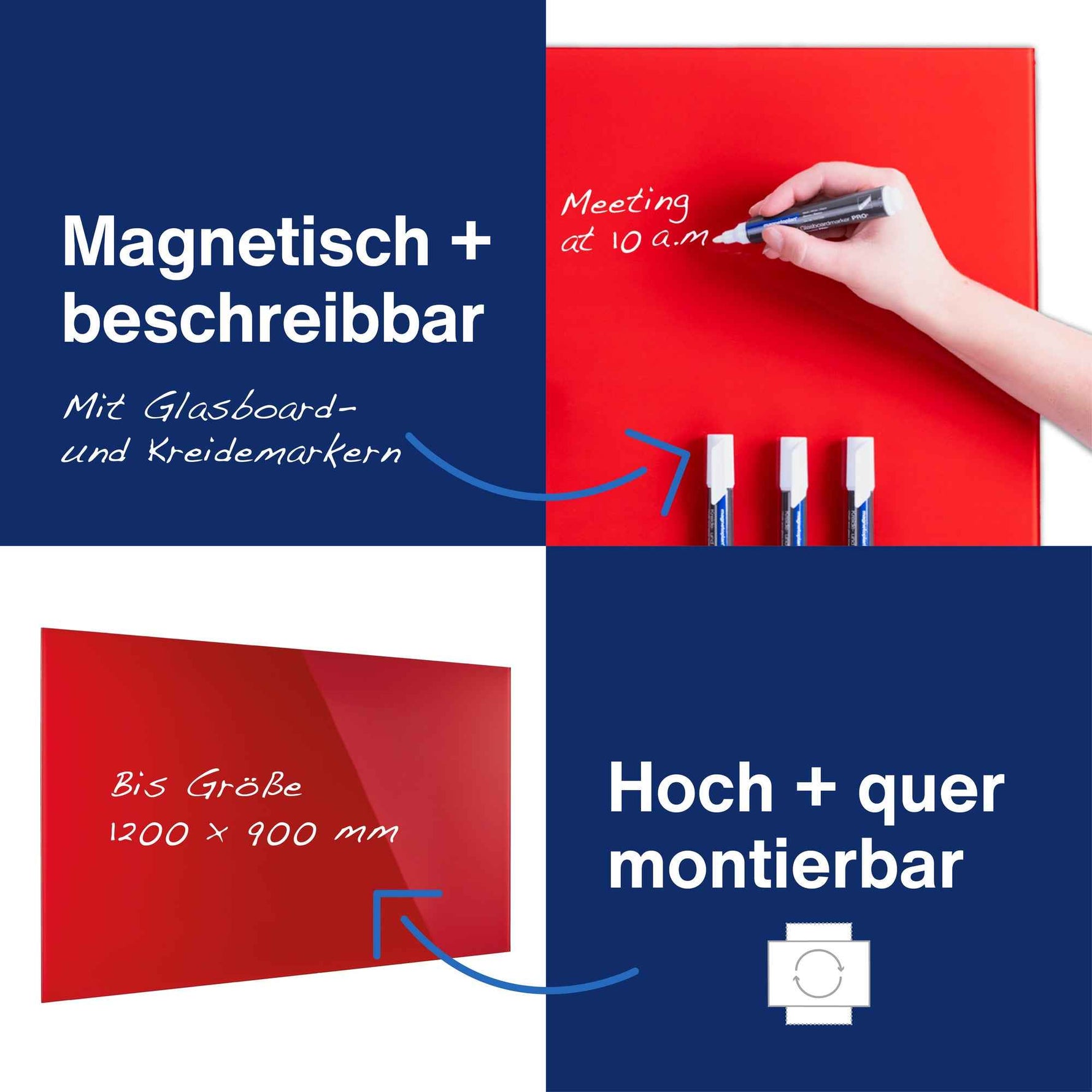 magnetoplan® Glasboard Design intensivrot