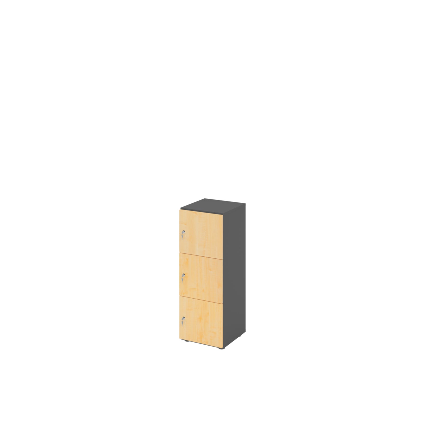 Hammerbacher Schließfachschrank 400 x 1.100 x 420 mm (B x H x T) 3 Fächer ahorn – Produktbild 2