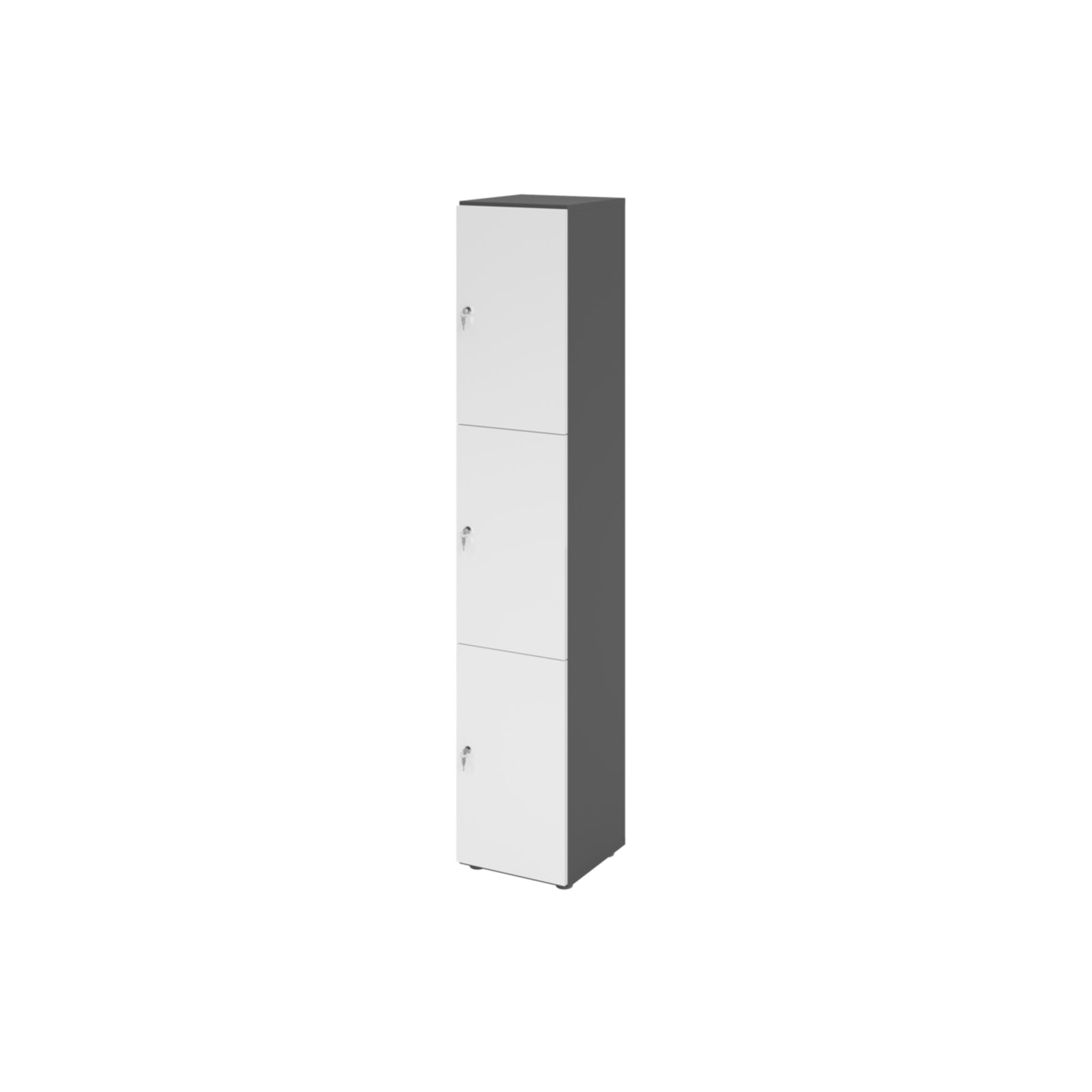 Hammerbacher Schließfachschrank 400 x 2.156 x 420 mm (B x H x T) 3 Fächer weiß – Produktbild 2