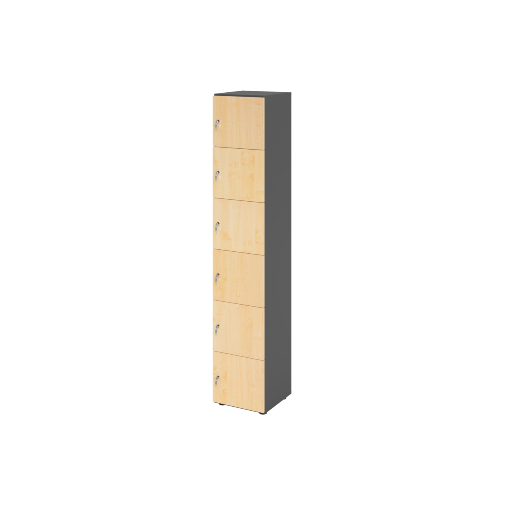 Hammerbacher Schließfachschrank 400 x 2.156 x 420 mm (B x H x T) 6 Fächer ahorn – Produktbild 2